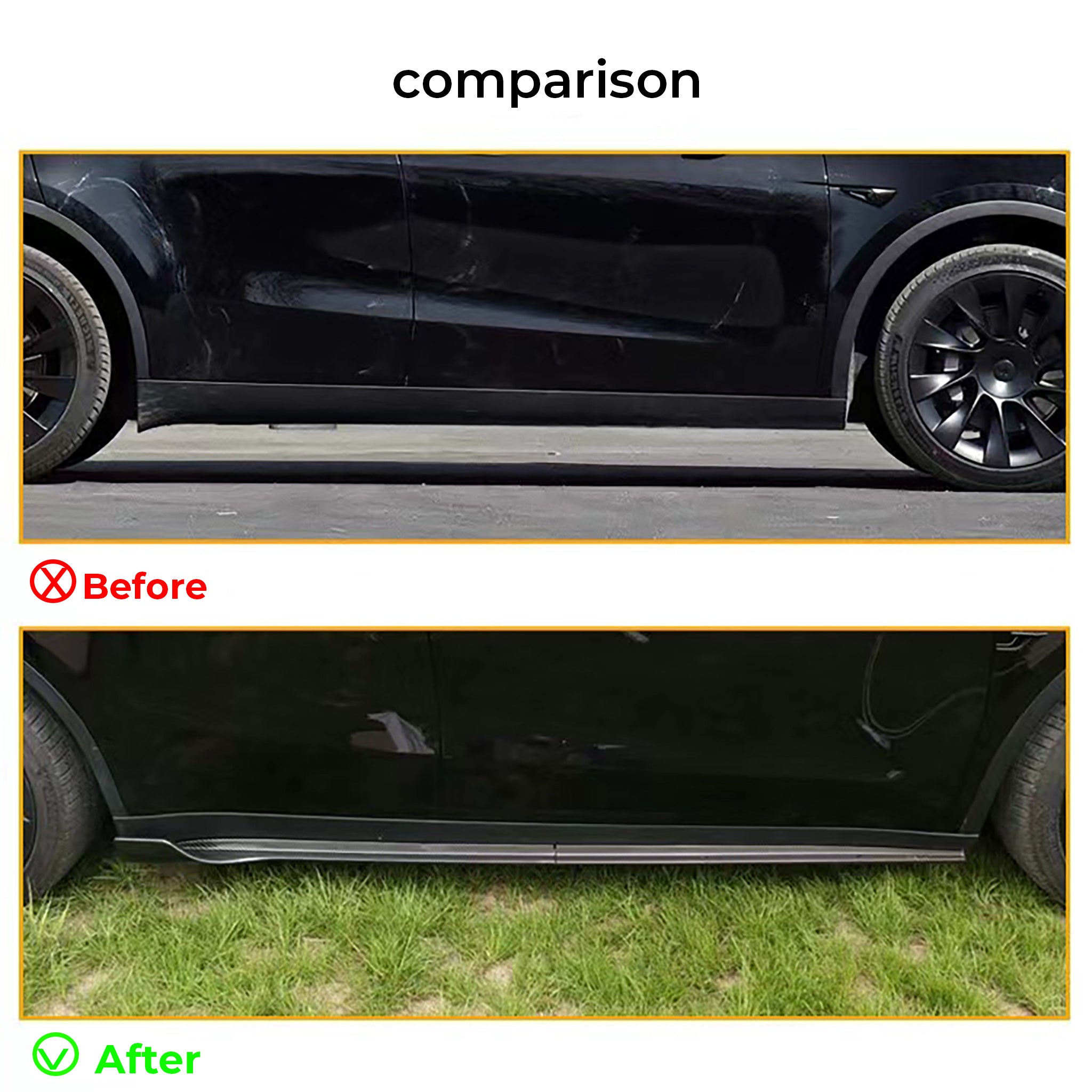 High-Quality ABS Plastic Side Skirts for Tesla Model Y 2020-2023 - Durable & Stylish Car Body Kit - Perfect for Sporty Look & Vehicle Protection