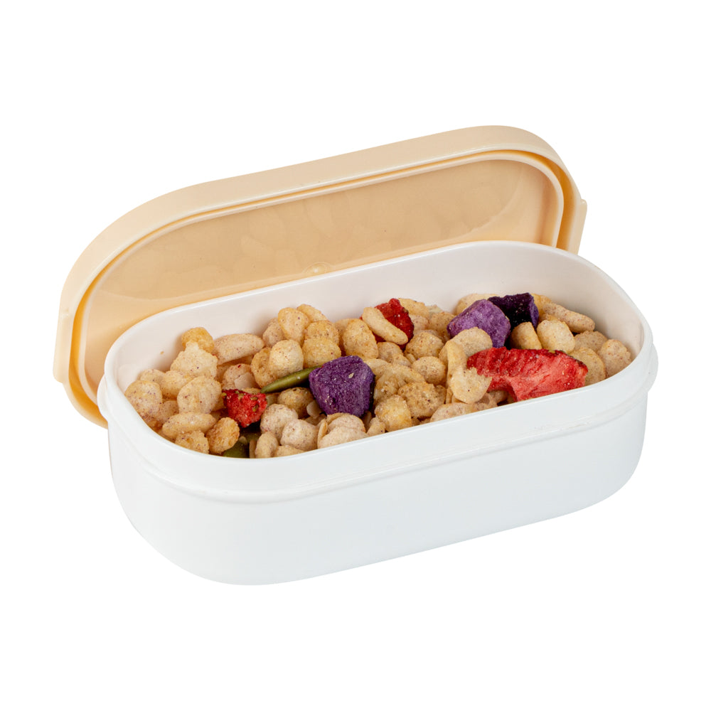 Bento Tek 3 oz White Buddha Box Snack Container with Beige Lid - 4 Pack Small Sauce Containers (3.75