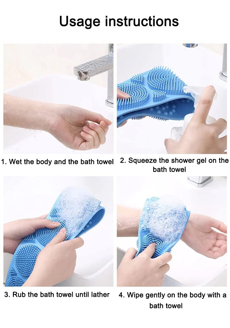 Premium Exfoliating Back Scrubber Belt for Shower & Bath - Long Handle Body Brush with Soft Bristles - Ideal for Exfoliation, Dead Skin Removal & Back Cleaning - Perfect for Men & Women with Hard-to-Reach Areas