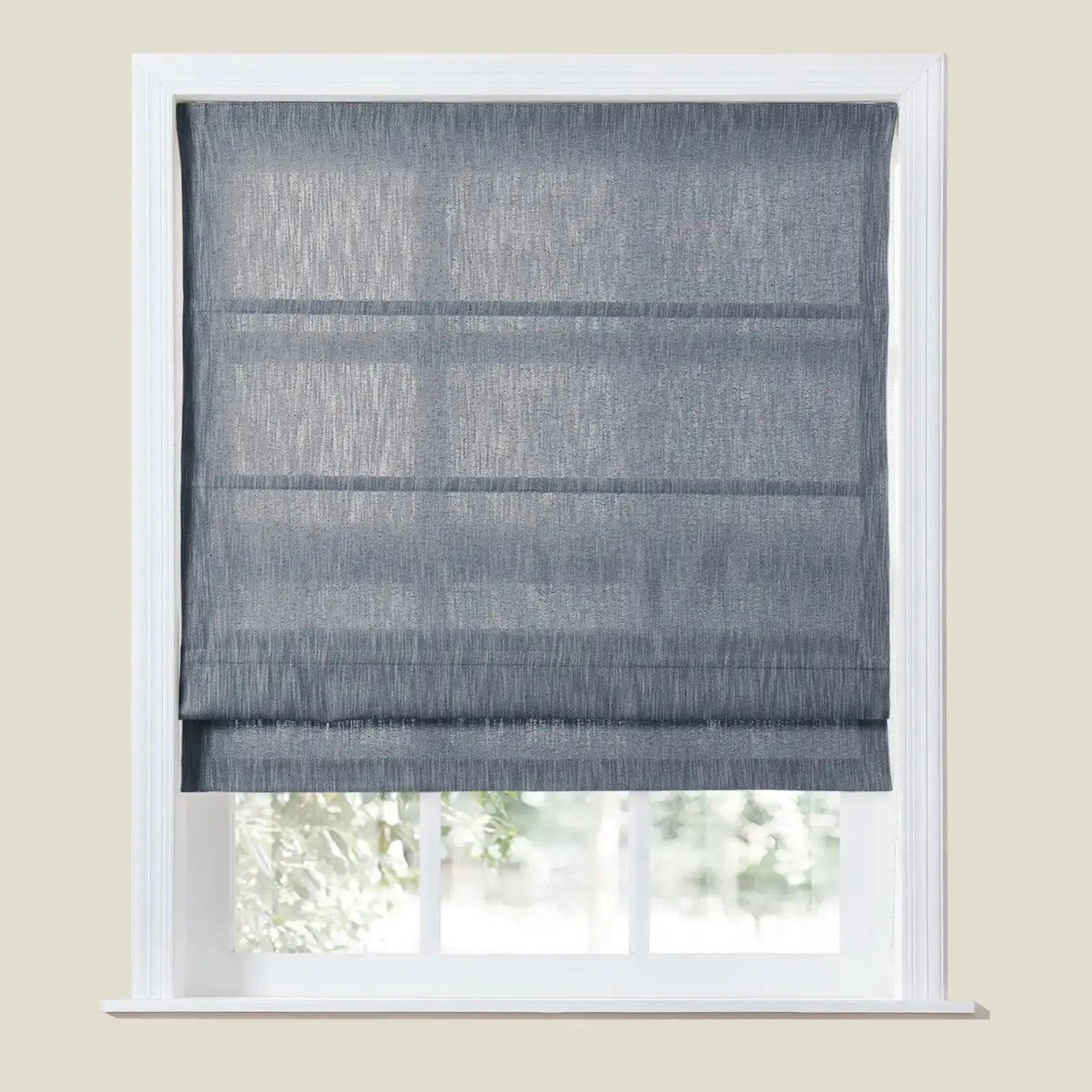 Cloe Cotton Blend Roman Shade with Cord Lift - Blackout Window Treatment for Bedroom & Living Room