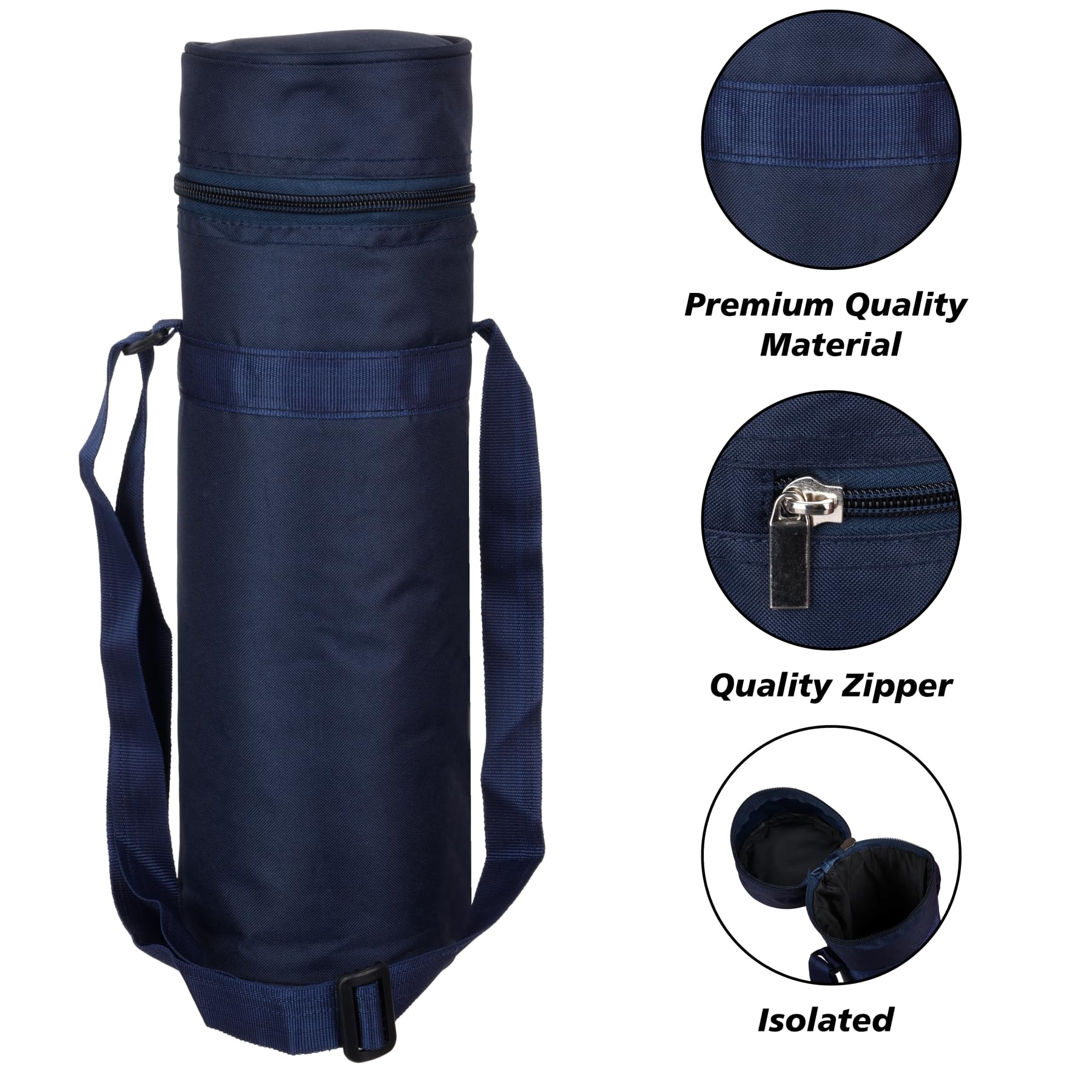 Homestic Insulated Water Bottle Bag - Adjustable Strap & Zipper Closure, 1L Leak-Proof Bottle Carrier for Travel, Gym, Hiking & Outdoor Activities (Pack of 2, Multi-Color)