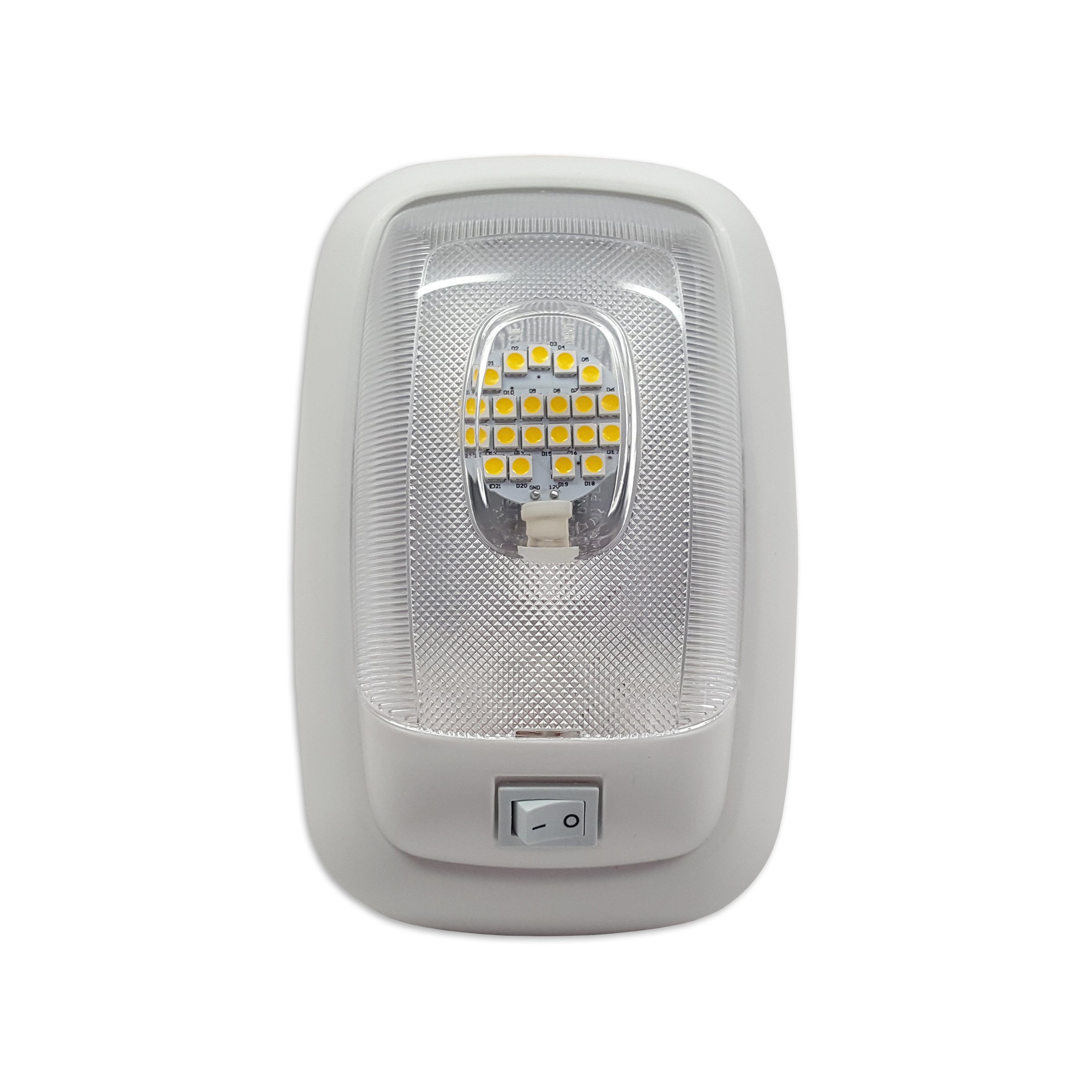RecPro RV LED 12v 4200K White Dome Ceiling Light with Clear Lens - Single Fixture for Camper, Trailer & Motorhome - Perfect for Kitchen, Bathroom & Bedroom Lighting