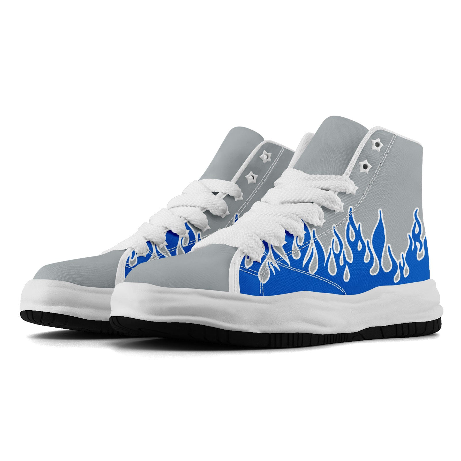 Custom Gray Blue Detroit Firesoul Shoes - Personalized Sneakers for Men & Women | Comfortable Walking & Casual Wear | Size 11 (FN039 D020272) | Perfect for Street Style & Urban Fashion