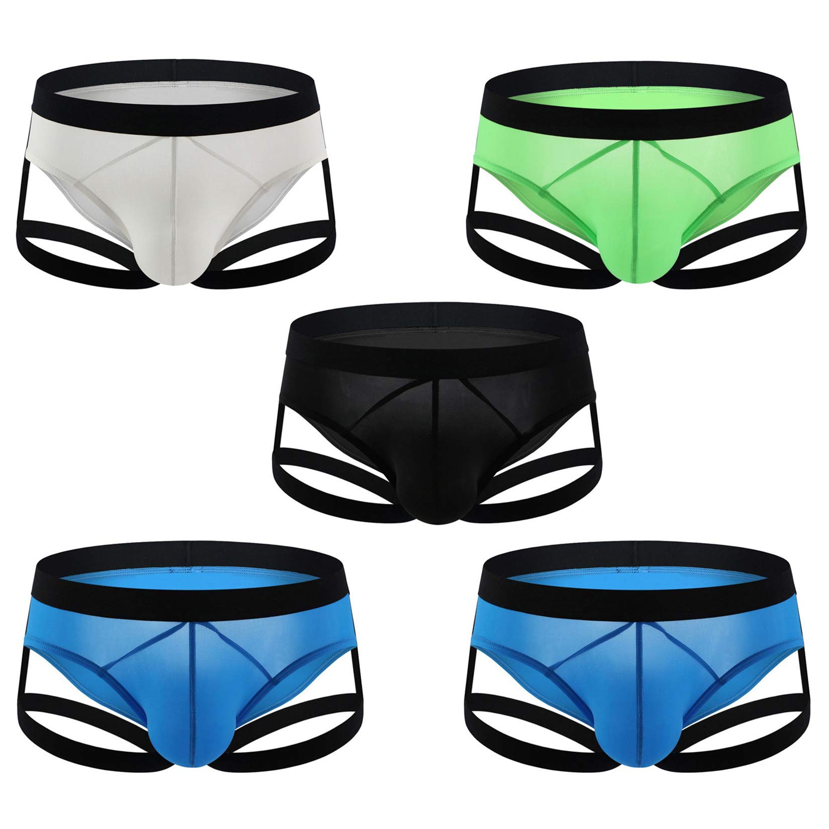 Andongnywell Men's Underwear 5-Pack - Classic Low Rise Stretchy Hip Briefs, Bikini T-Back Knickers for Comfort & Support | Perfect for Daily Wear, Gym, Sports & Travel