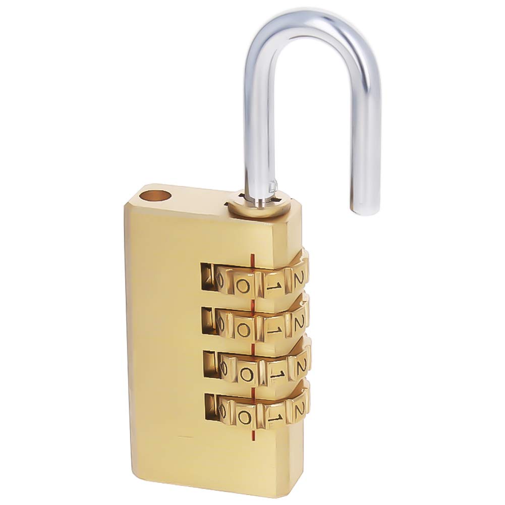 1Pc MroMax Brass 4 Digit Combination Padlock for Toolbox, Lockers, Luggage & Backpack - Secure Your Valuables at Home, School, Travel & Gym