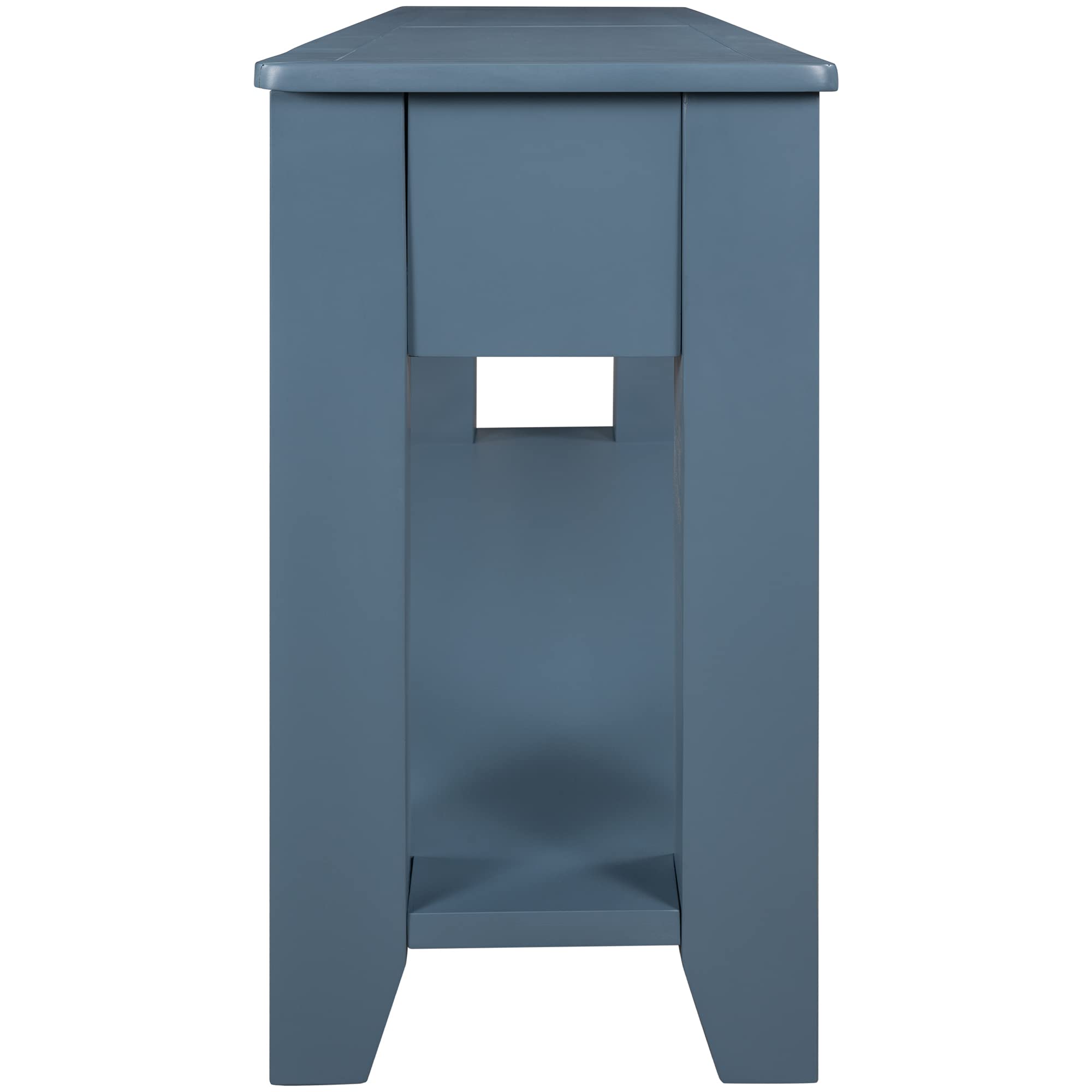 P PURLOVE Blue Console Table with 2 Drawers & Shelf - Entryway Sofa Table for Living Room, Hallway, Bedroom - Modern Narrow Hall Table for Small Spaces & Home Decor