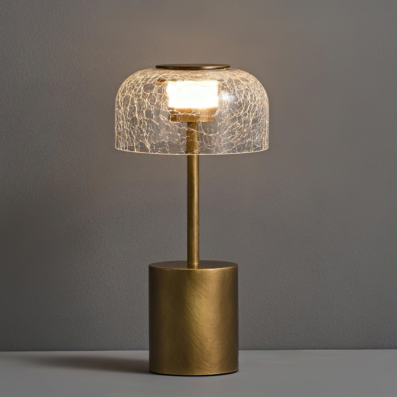 Rechargeable Crackle Glass Table Lamp with Built-in Battery - Perfect for Bedroom Nightstand, Living Room, and Office Desk Lighting