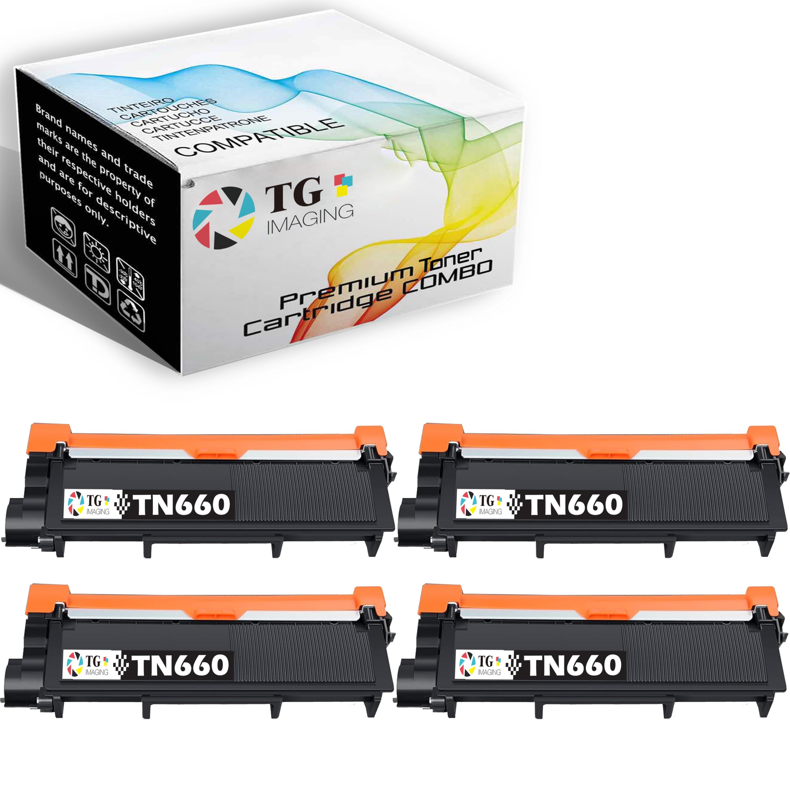 Brother TN660 Toner Cartridge - 4 Black Set for HL-L2300D Printers - Home & Office Use
