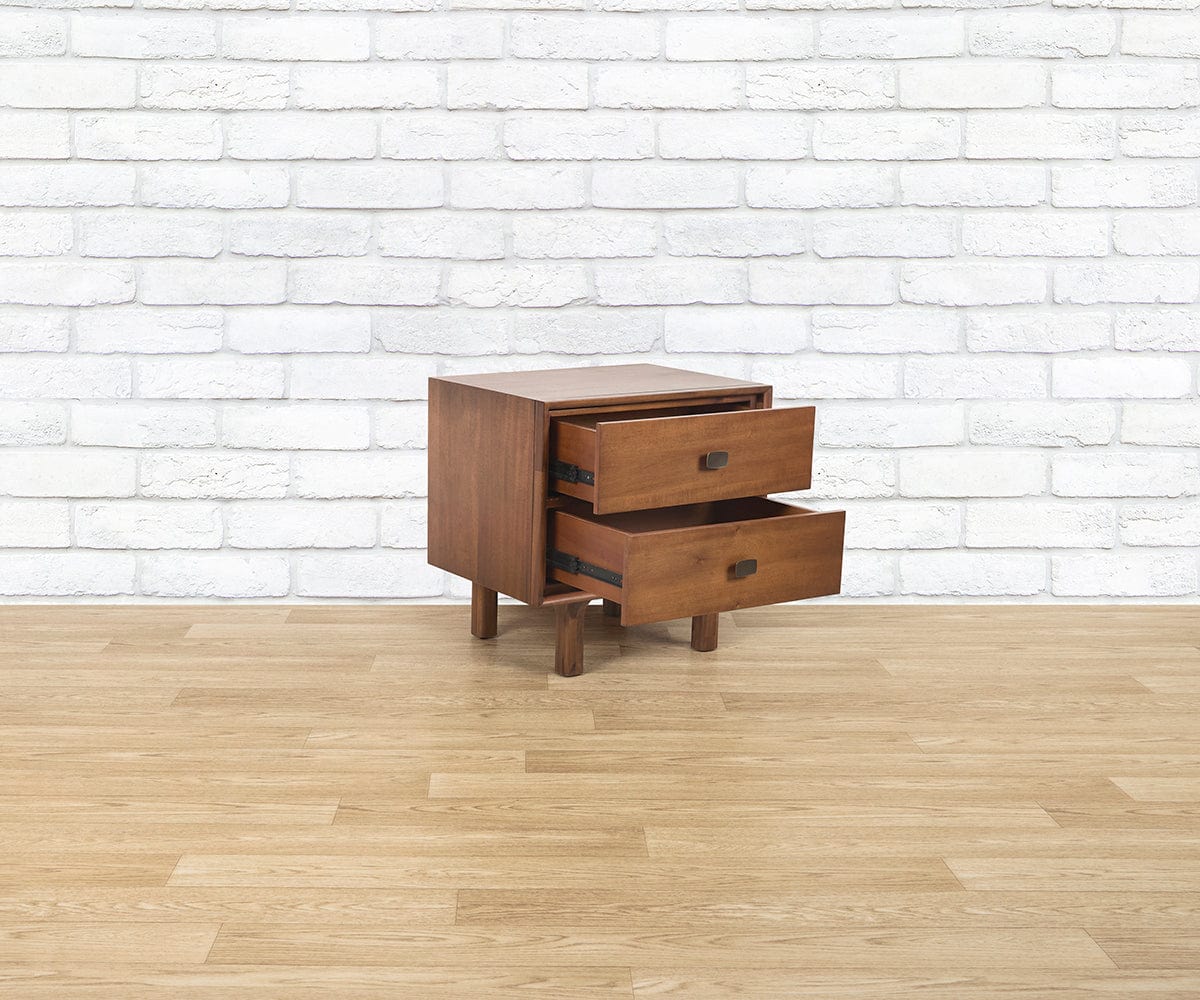 Modern Leevi Nightstand with 2 Drawers - Solid Wood Bedside Table for Bedroom, Living Room & Office - Stylish Storage Solution for Small Spaces