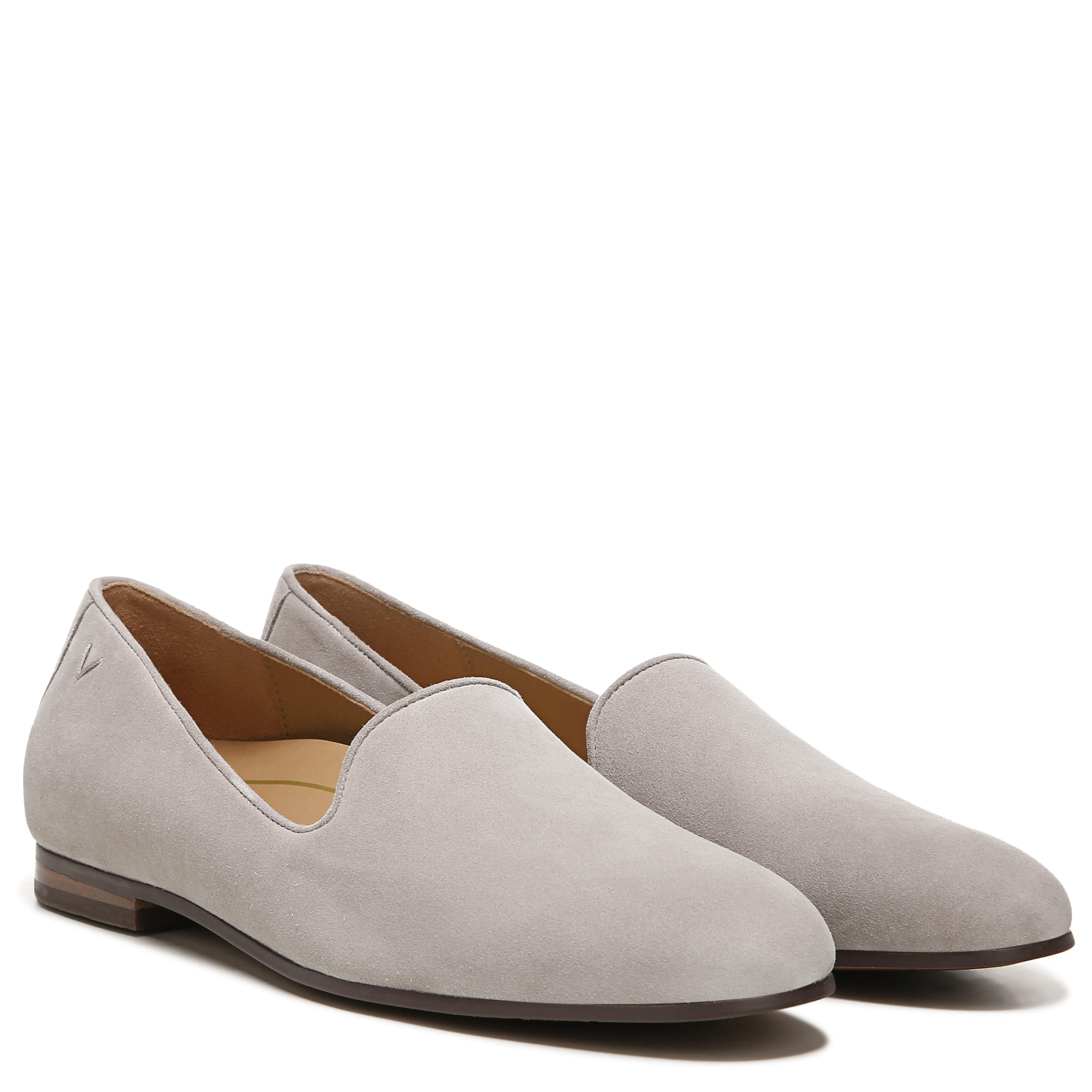Vionic Women's WILLA Slip-On Loafers - Dark Taupe Suede Comfort Shoes with Arch Support - Size 9 Wide (US) - Perfect for Work, Travel & Everyday Wear