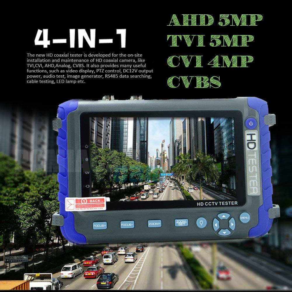 5.0 Inch Wrist CCTV Camera Tester - 8MP 5MP 1080P 4-in-1 Coaxial Monitor for AHD/TVI/CVI/CVBS Analog Cameras with Video Test, PTZ Control & 12V Power Output - Ideal for Security Installations & Surveillance System Maintenance