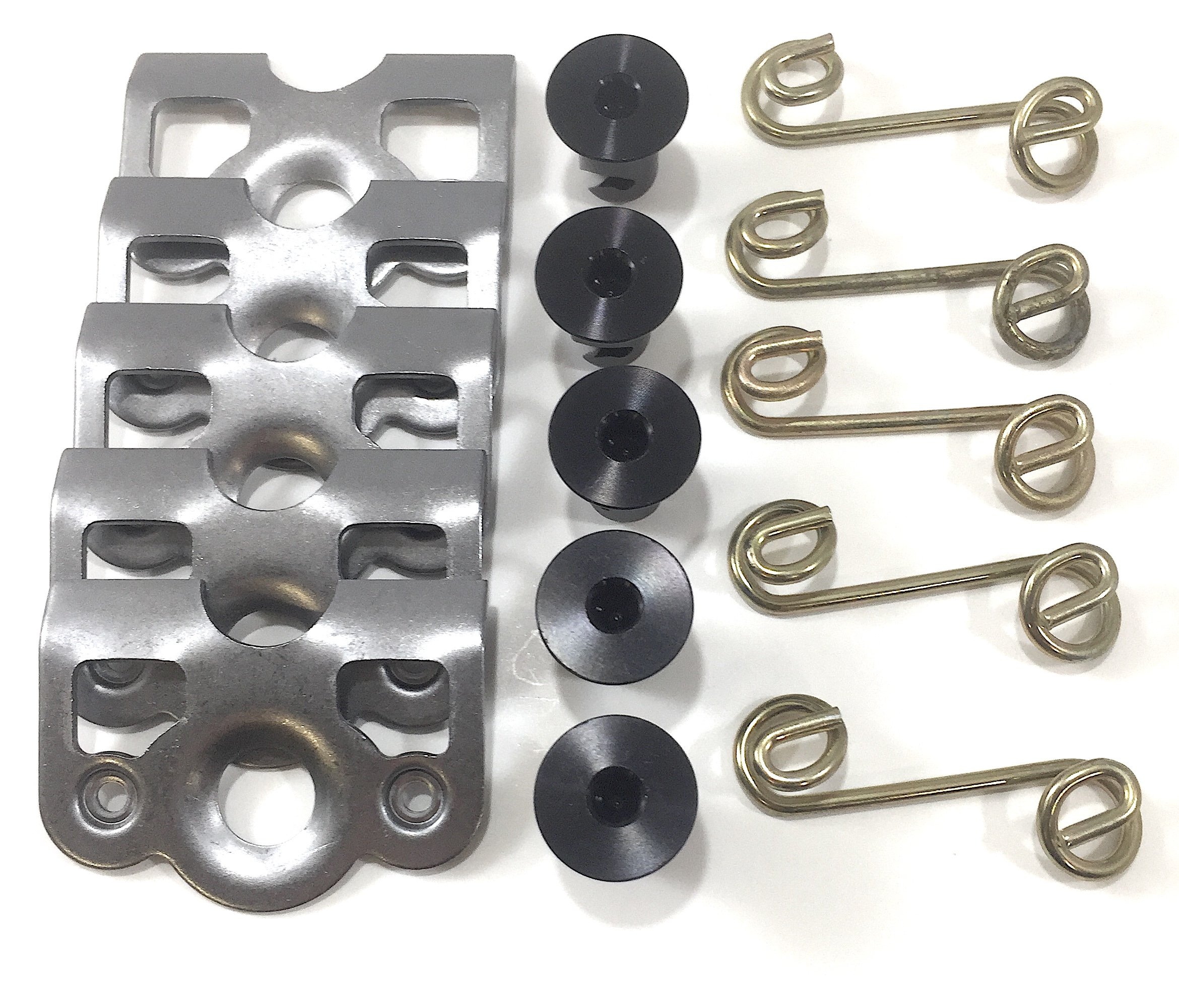 1/4 Turn Quick Release Black Aluminum Dzus Button with Springs and Tab Plates (50 Pack) - Durable Fasteners for Automotive, Marine, and Industrial Applications