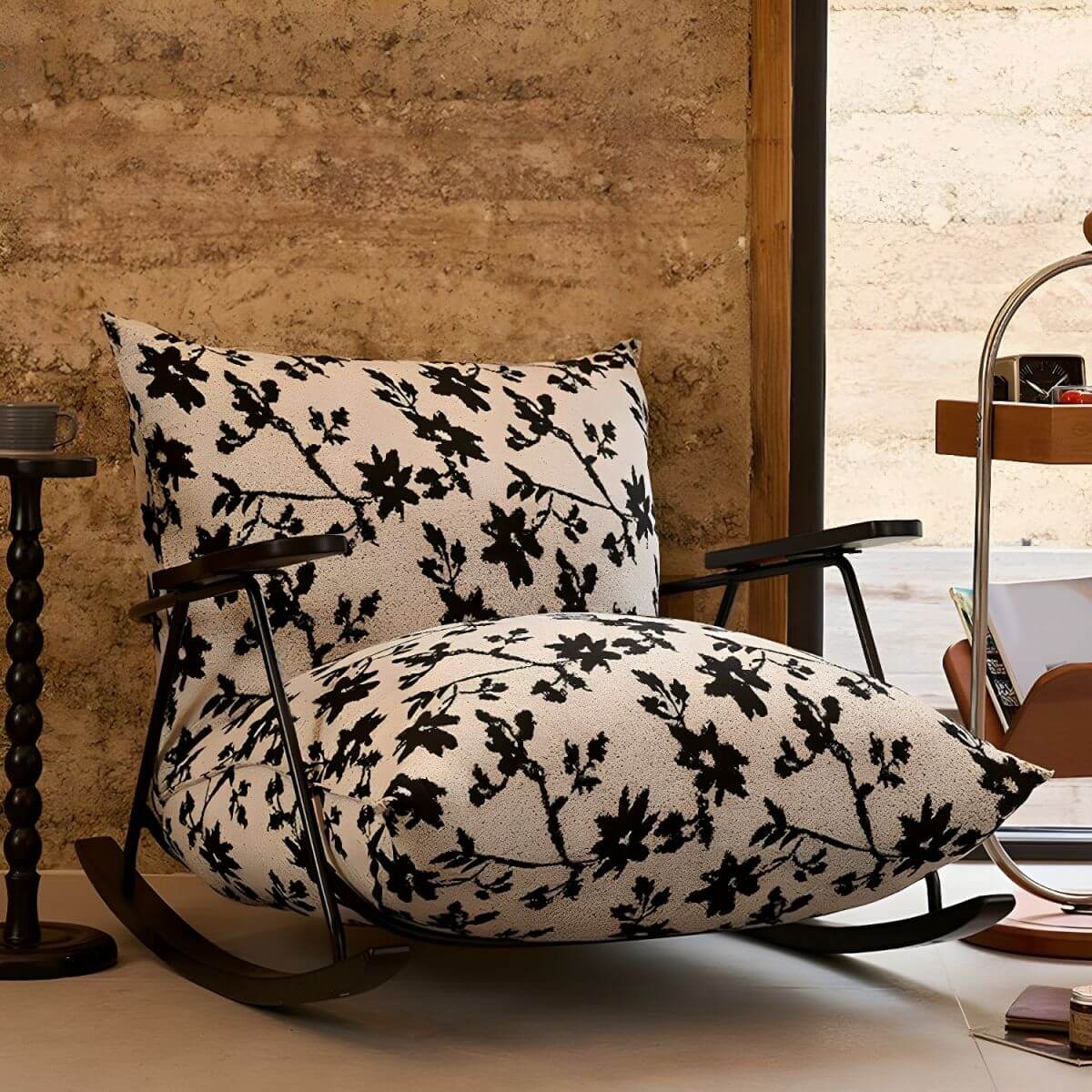 Modern Indoor Rocking Chair with Comfortable Pillow Back, Sturdy Track Arms & Black Legs - Perfect for Living Room, Nursery & Relaxation Spaces