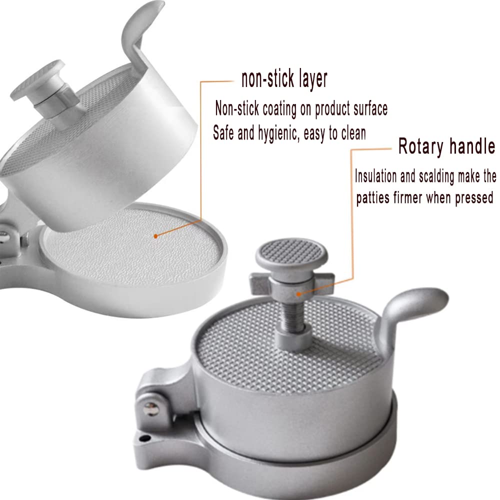 Adjustable Non-Stick Hamburger Patty Maker Press - Makes 1/4lb to 3/4lb Burgers with 2 Bear Claw Meat Shredders - Perfect for BBQ, Grilling, and Home Cooking