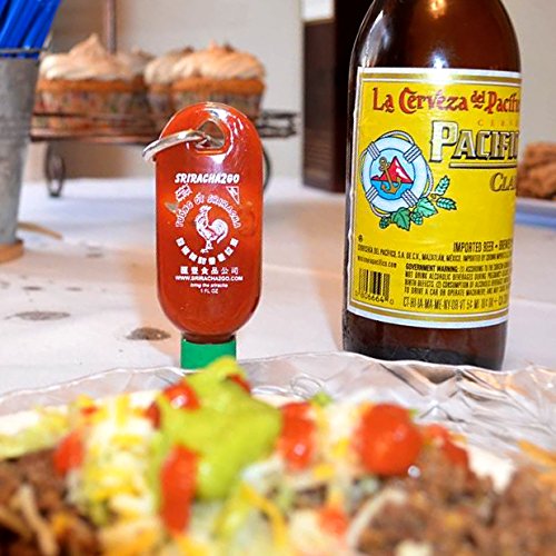 Sriracha2Go - Huy Fong Sriracha Hot Sauce Mini Keychain Bottle 1oz 10-Pack - Portable Spicy Condiment for Travel, Camping & Office Use - Perfect for Lunch Boxes, Picnics & On-the-Go Meals