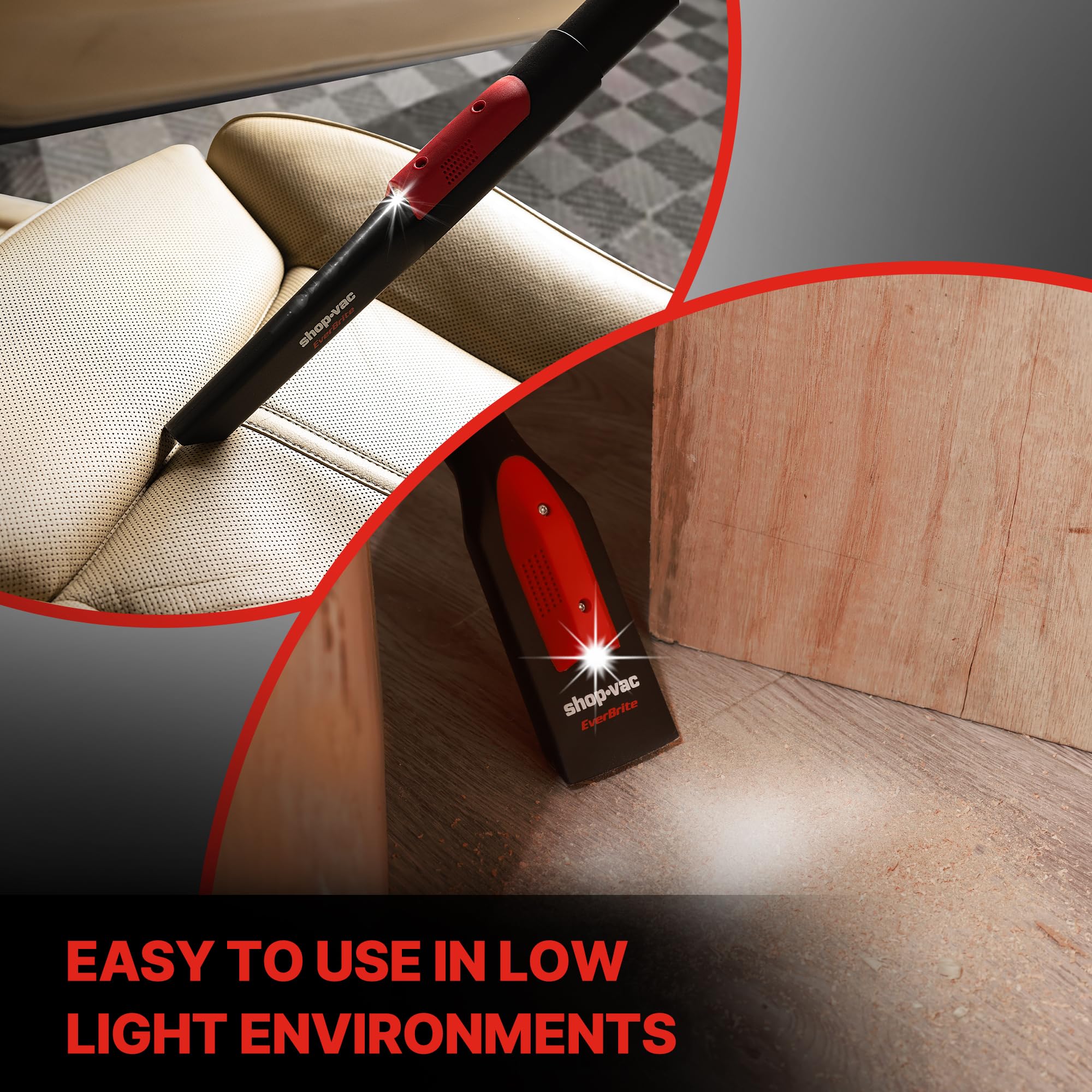 LED Lighted Shop-Vac Nozzle Kit - 4-Piece Air-Powered Vacuum Attachment Set with 1-1/2