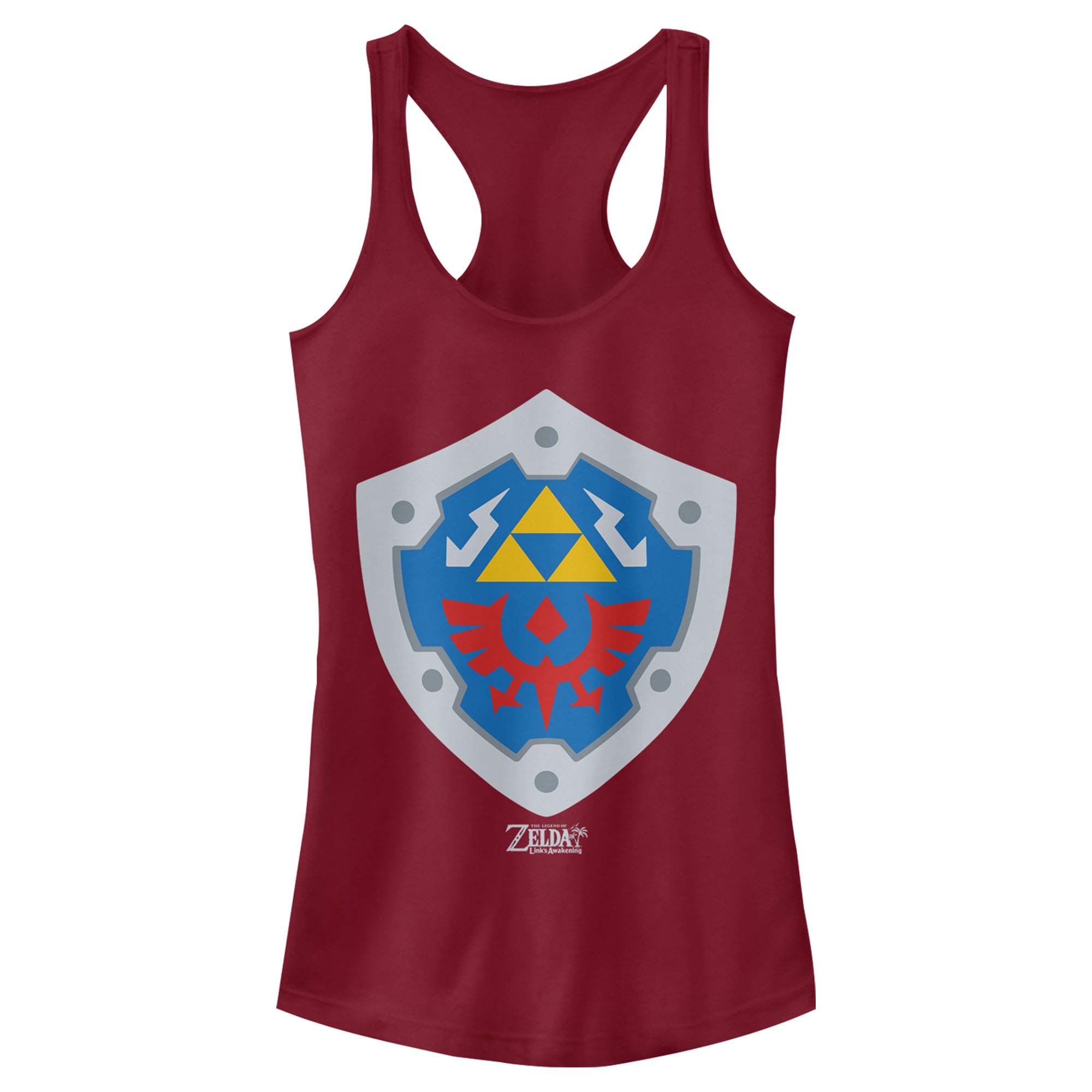 Nintendo Legend of Zelda Link's Awakening Hylian Shield Racerback Tank Top for Women - Breathable Cotton Gaming T-Shirt - Perfect for Cosplay, Gaming Events & Casual Wear