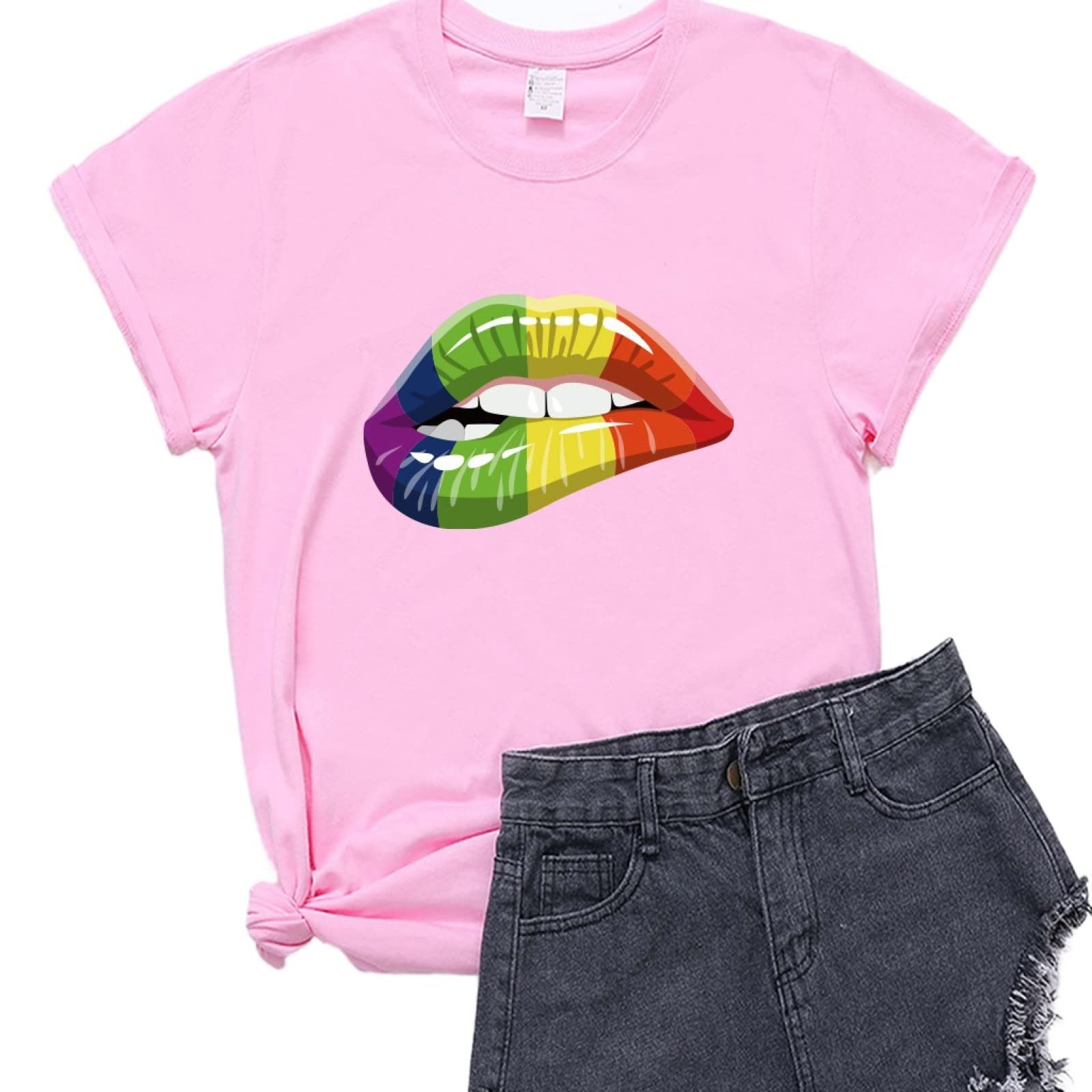 Rainbow Pride T-Shirt for Men & Women - LGBTQ+ Lesbian Couple Matching Shirts with Gay Flag Design - Perfect for Pride Parades, Festivals & LGBTQ+ Events