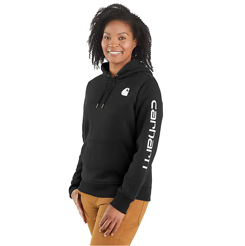 Carhartt Women's Relaxed Fit Midweight Logo Sleeve Graphic Sweatshirt 102791 - Cozy Casual Pullover for Work, Outdoor & Everyday Wear