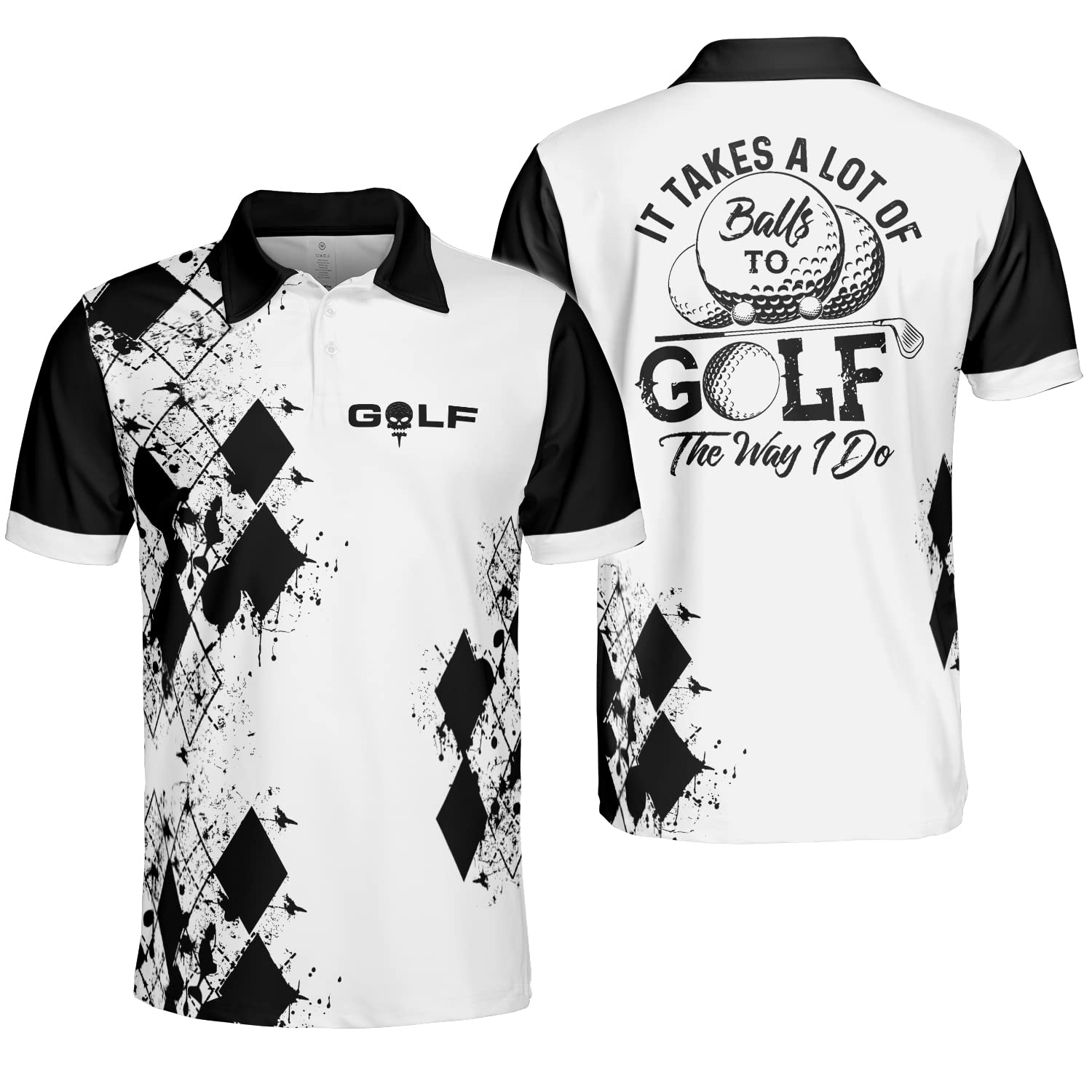 Funny Golf Polo Shirts for Men - Short Sleeve Moisture Wicking Dry Fit Performance Shirt - Perfect for Golf Tournaments, Casual Wear & Outdoor Activities