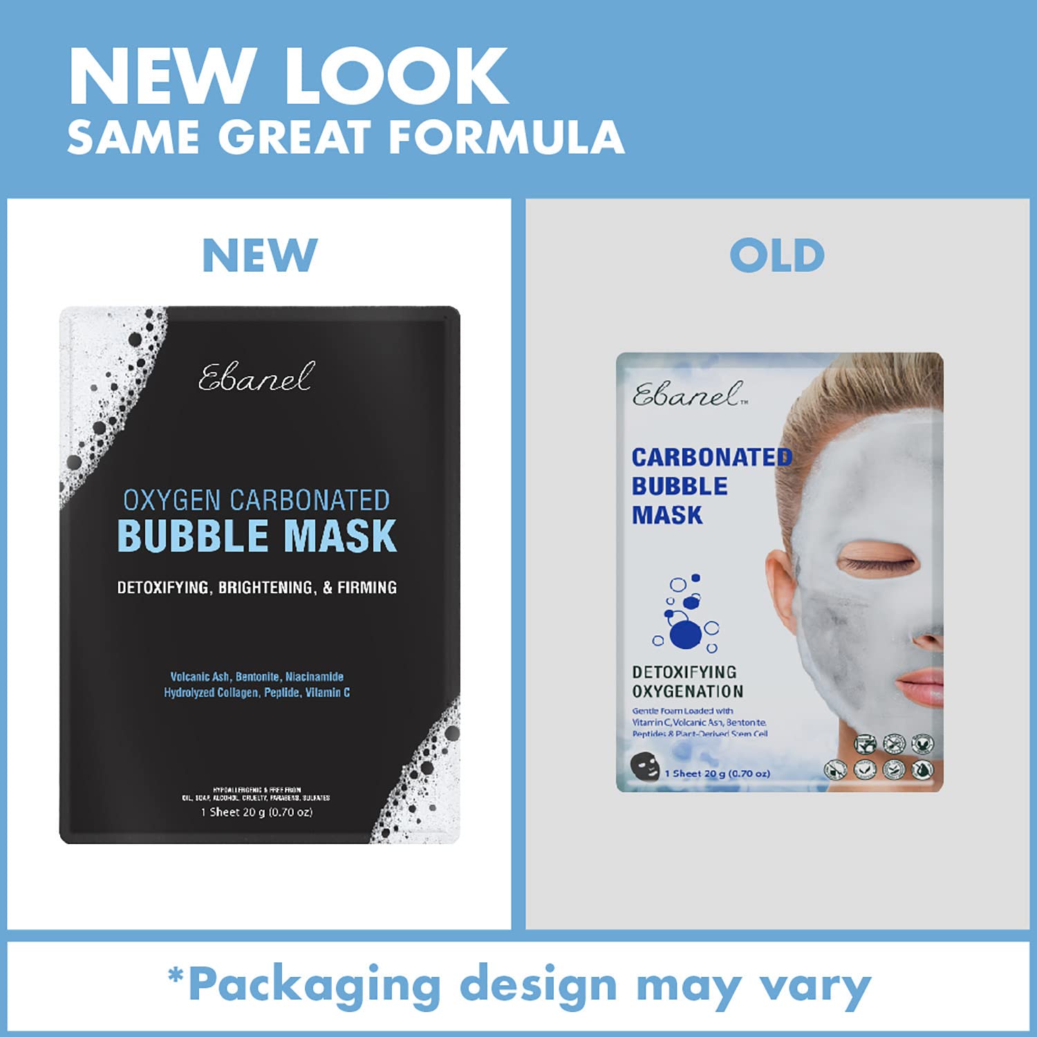 Ebanel 10 Pack Carbonated Bubble Clay Mask - Deep Cleansing Detox Face Mask with Volcanic Ash, Bentonite Clay, Collagen Peptides, Vitamin C, Hyaluronic Acid & Niacinamide for Blackhead Removal & Pore Minimizing | Spa Day & Self Care Treatment