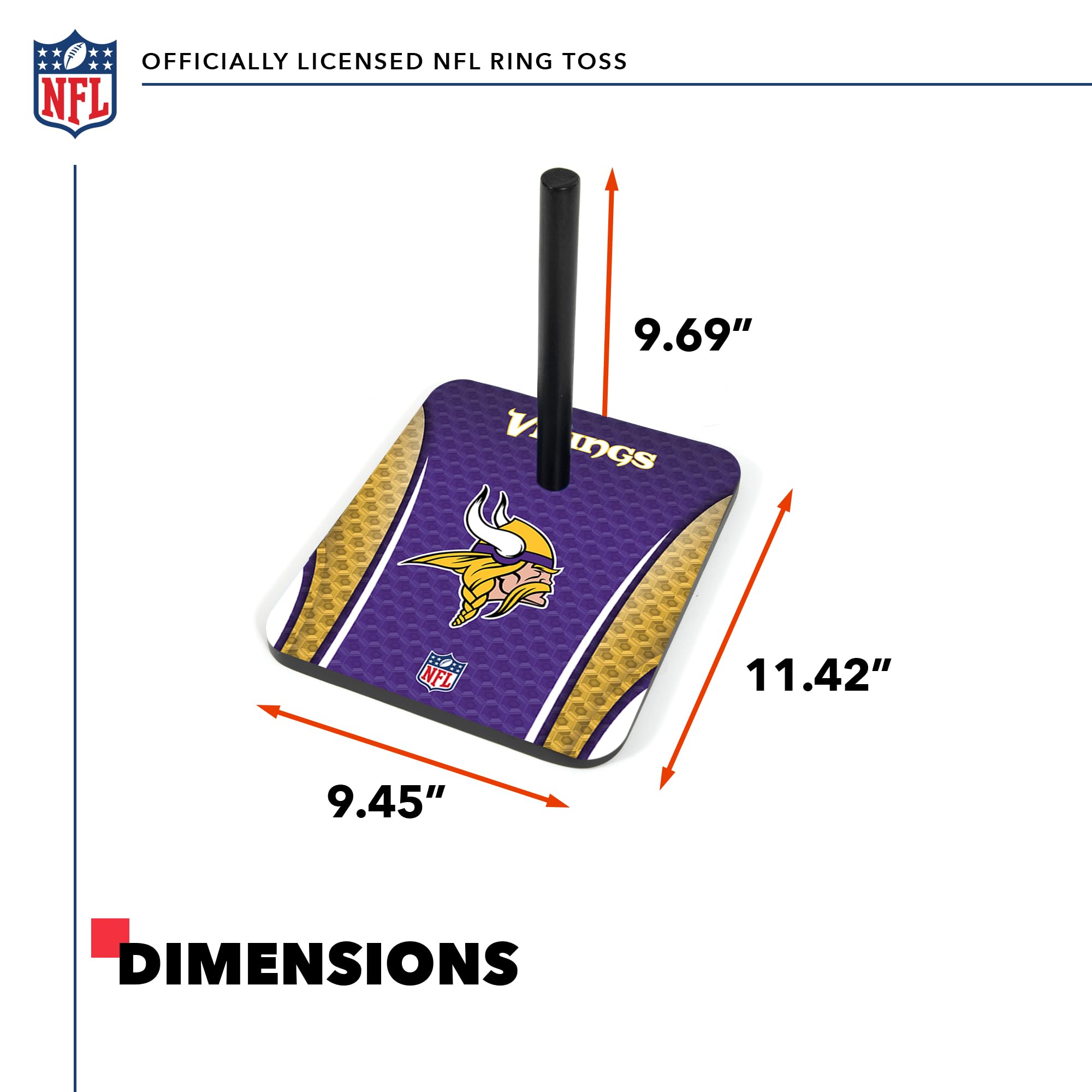 Premium Solid Wood NFL Quoits Set with HD Team Logos - Official Tailgate Ring Toss Game - Perfect Gift for Football Fans - Outdoor Family Games for Beach, Backyard & Parties