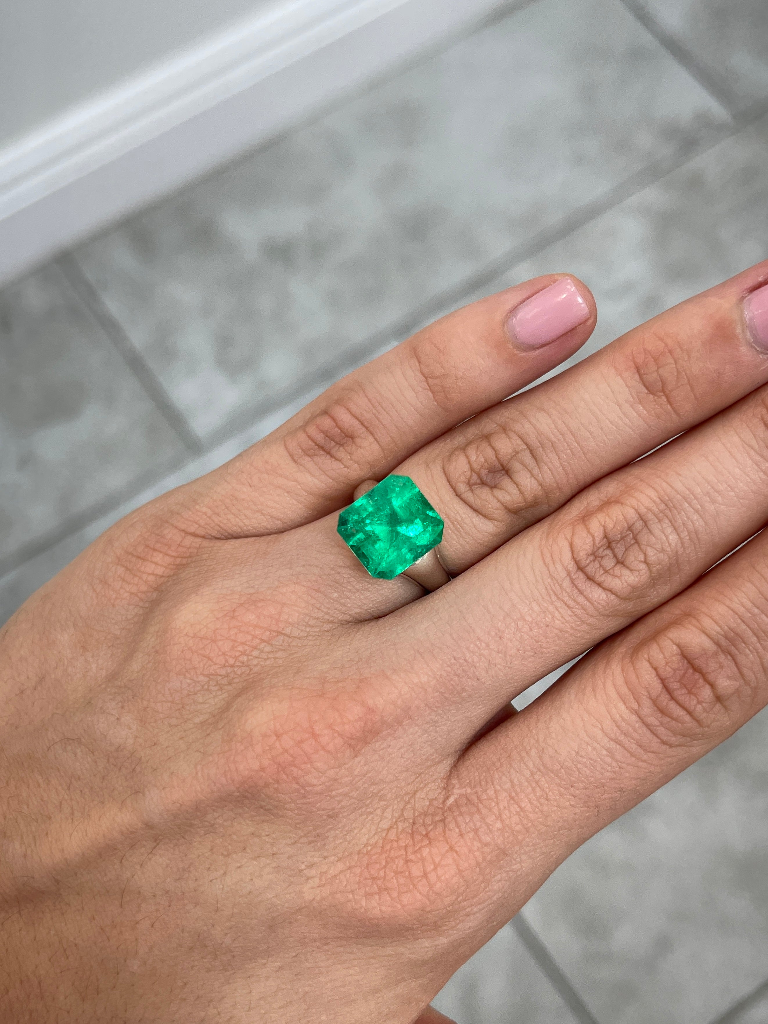 7.40 Carat Muzo Intense Green Natural Loose Colombian Emerald Asscher Cut - Premium Gemstone for Jewelry Making, Engagement Rings & Luxury Gifts