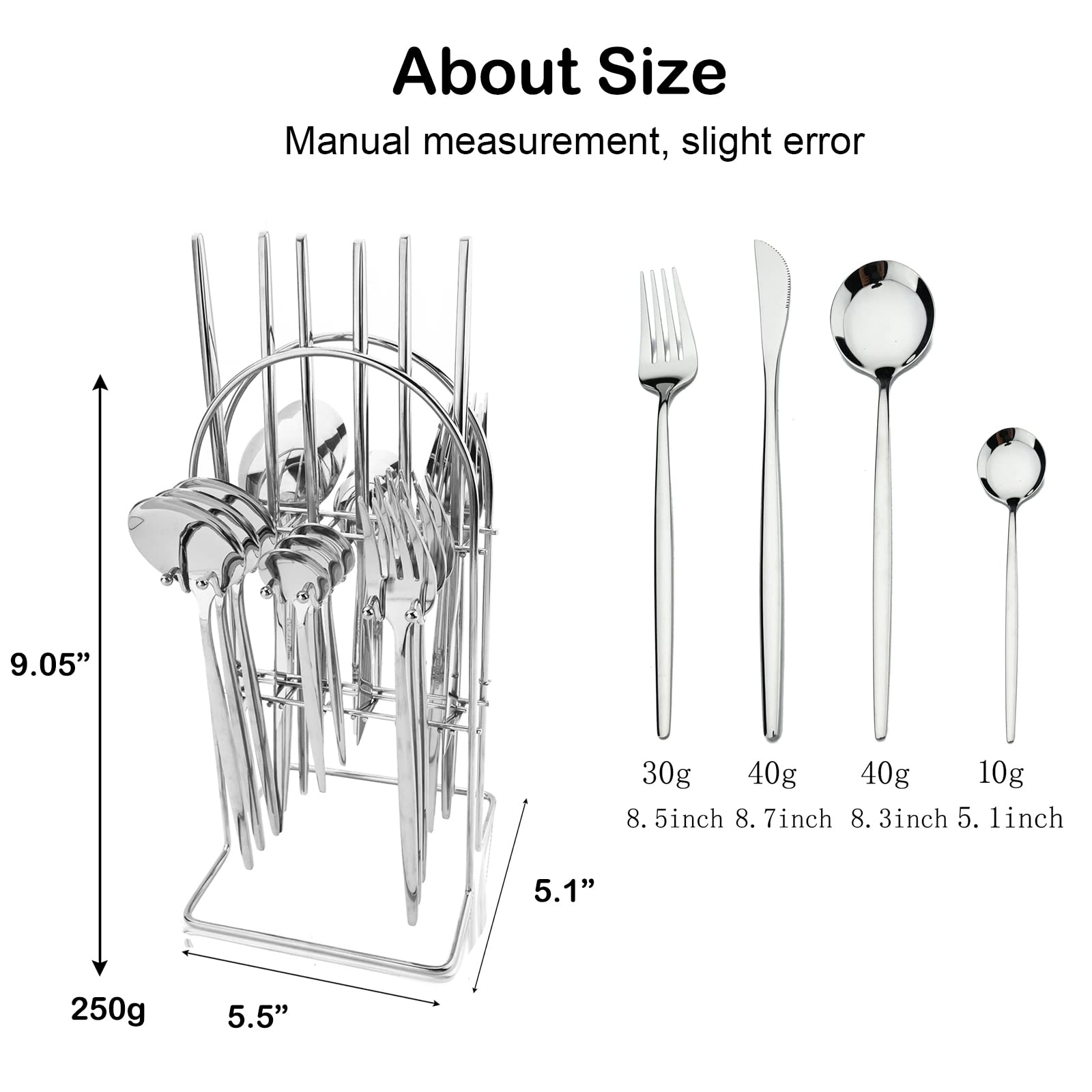 JASHII 24-Piece Stainless Steel Flatware Set - Gold & White Plated Forks & Spoons with Stand, Mirror Polished Cutlery Set for 6, Elegant Dining Tableware - Perfect for Dinner Parties, Weddings, and Upscale Restaurants