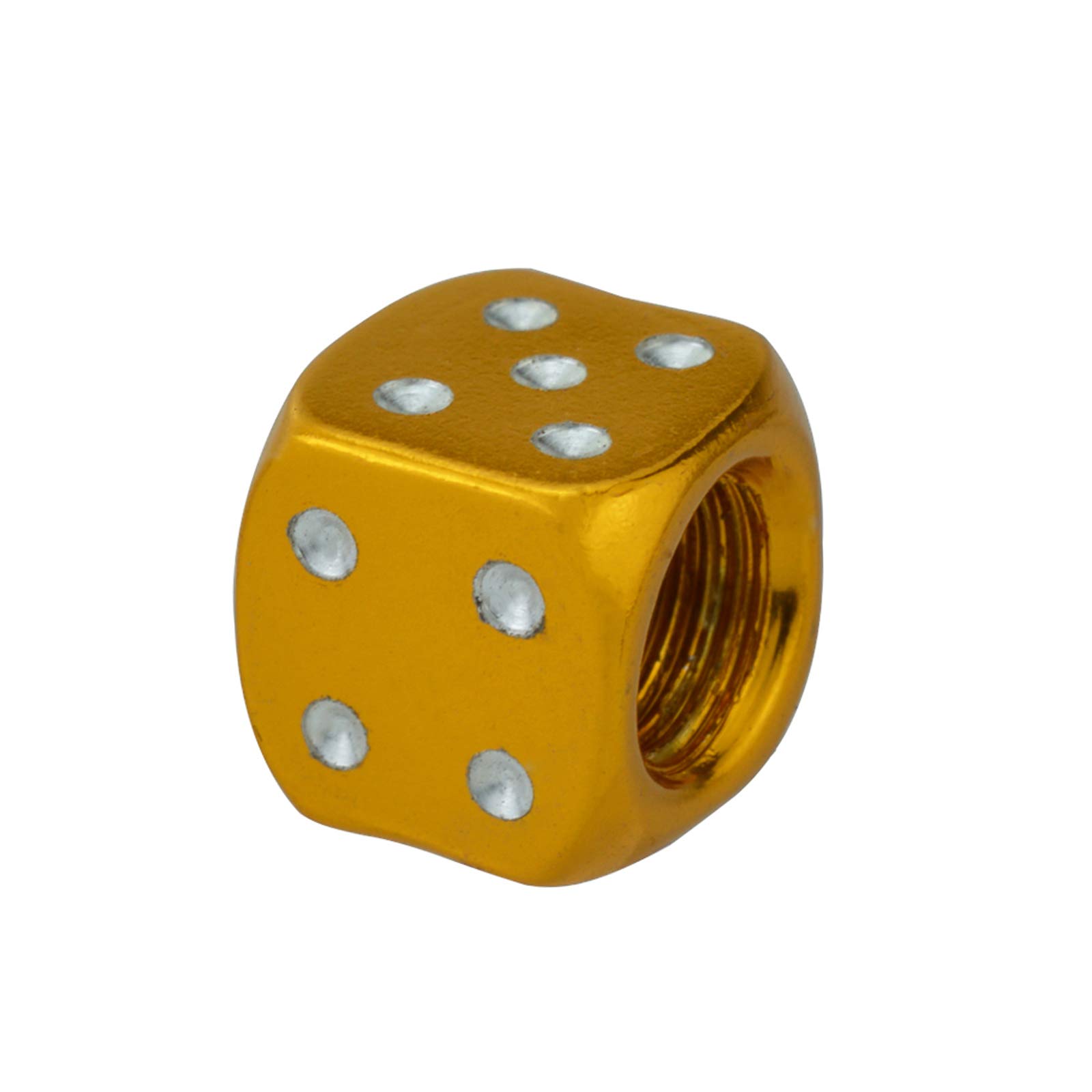 Lunsom 4PCs Gold Dice Valve Stem Caps - Universal Fit for Most Cars, Trucks, SUVs & Motorcycles - Durable Wheel Valve Hole Cover Accessories - Perfect for Car Enthusiasts & Custom Vehicle Styling