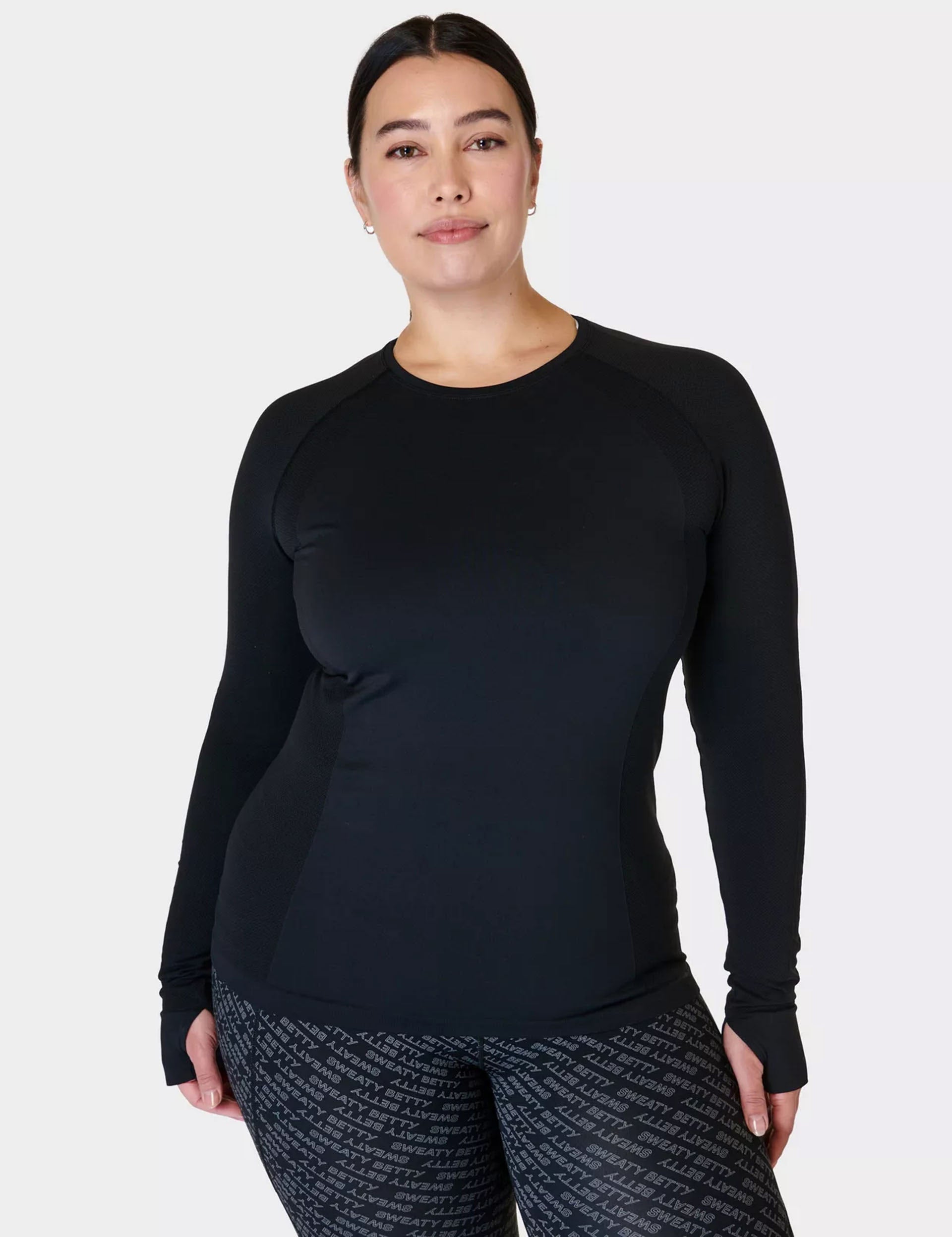 High-Performance Seamless Gym Long Sleeve Workout Top for Women & Men - Moisture Wicking, Breathable, Comfortable - Ideal for Yoga, Running, Gym Training - Black