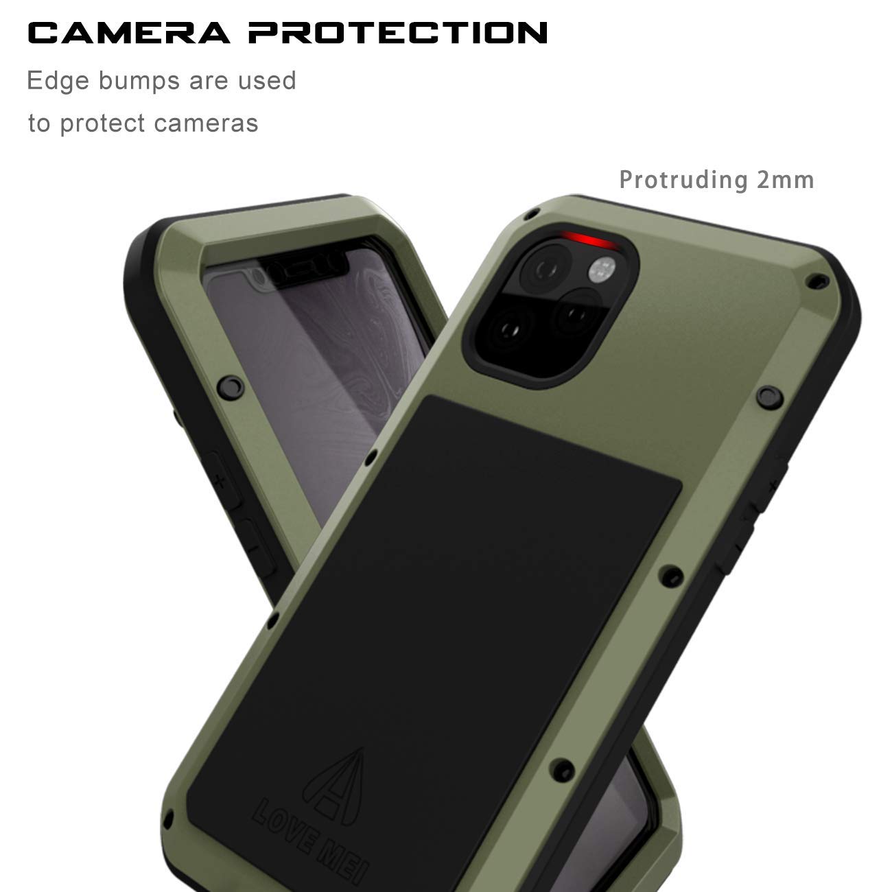 Bpowe Shockproof Silicone Aluminum Case for iPhone 11 Pro Max (6.5