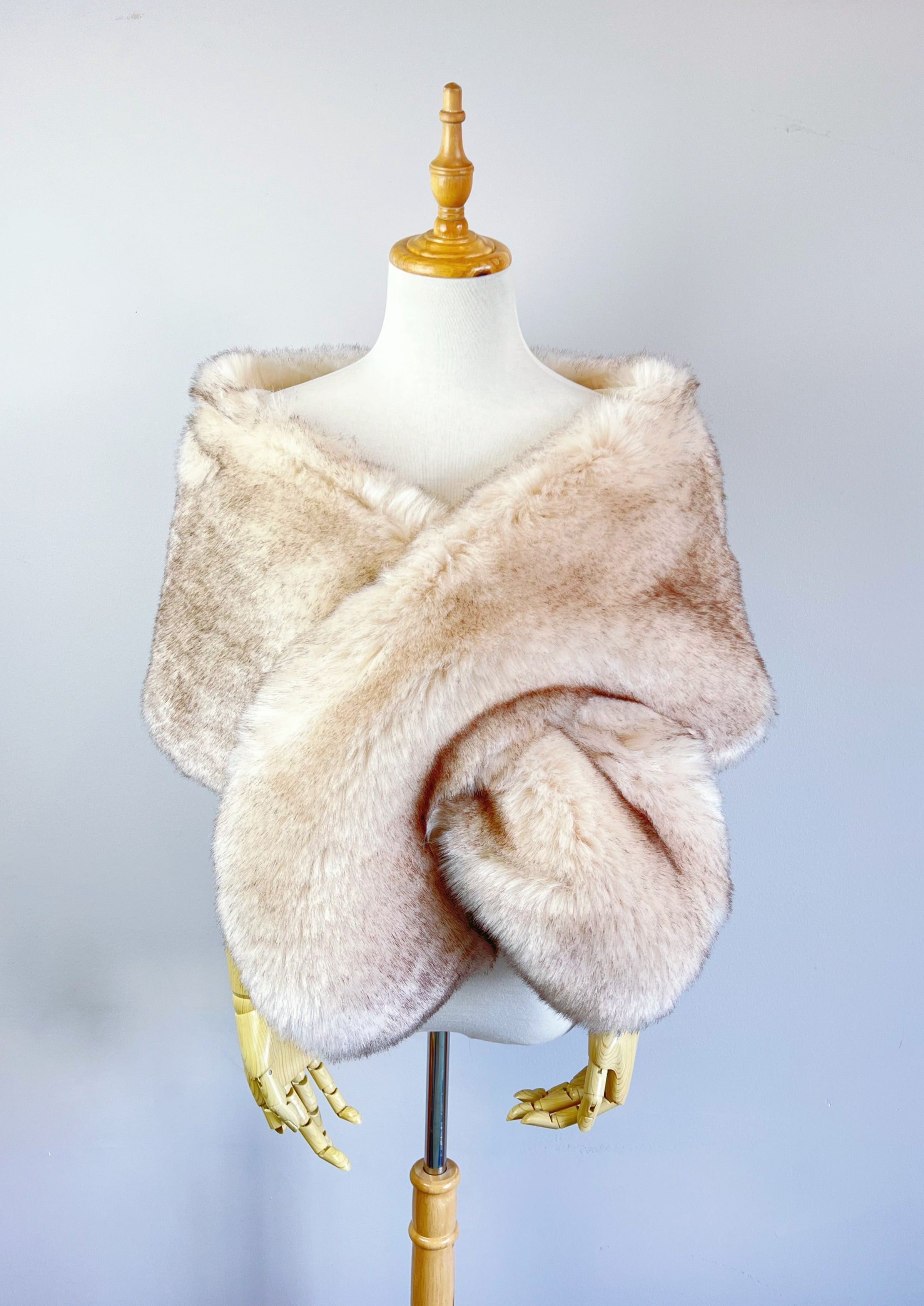 Blush Peach Fur Shawl Wrap - Soft & Elegant Women's Fashion Scarf for Parties, Weddings & Evening Events (Lilian Pea01)