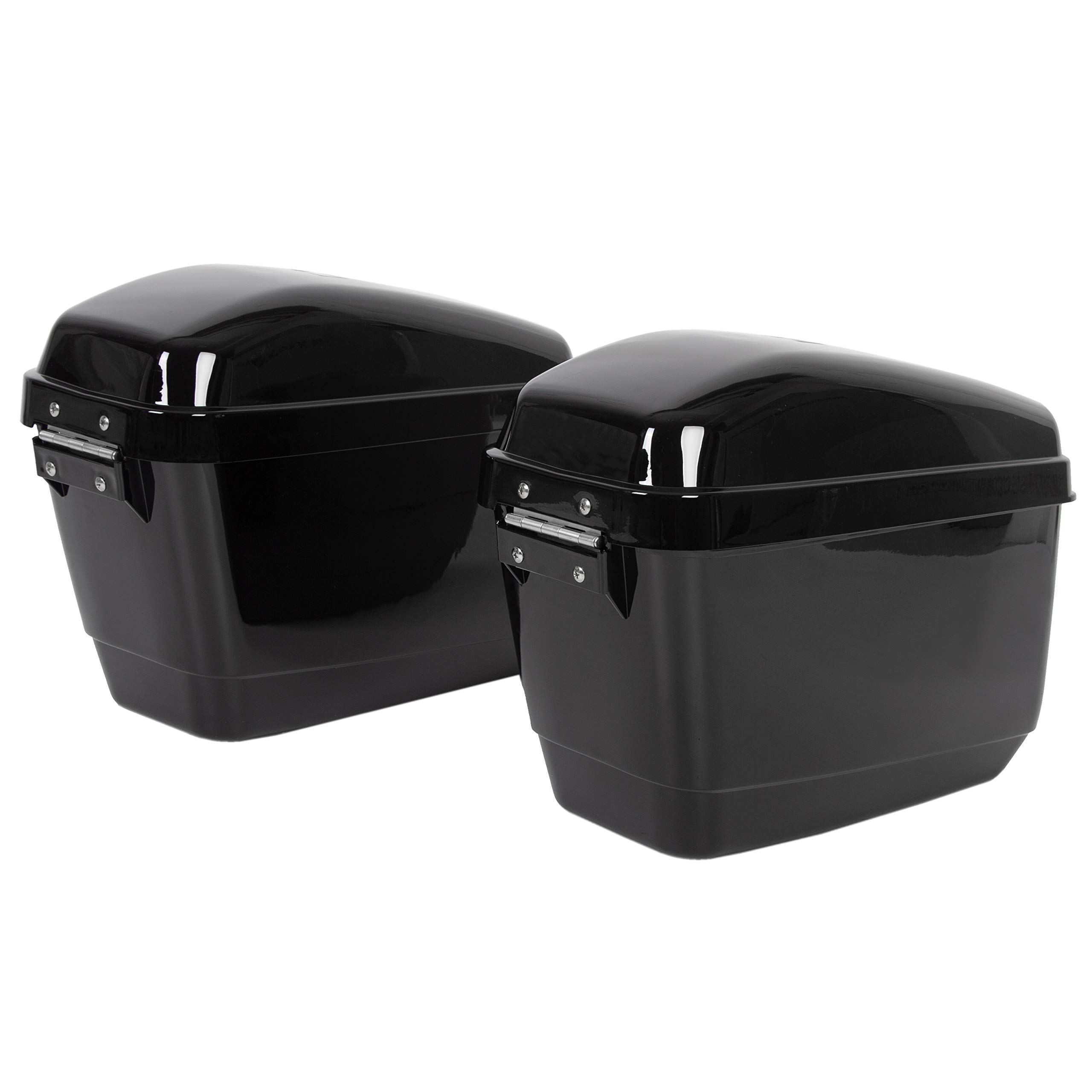 Hard Motorcycle Saddlebags with Mounting Kit - Compatible with Harley Davidson, Honda Shadow, Kawasaki Vulcan VN - Black Durable Trunk Saddlebags for Touring & Long-Distance Riding