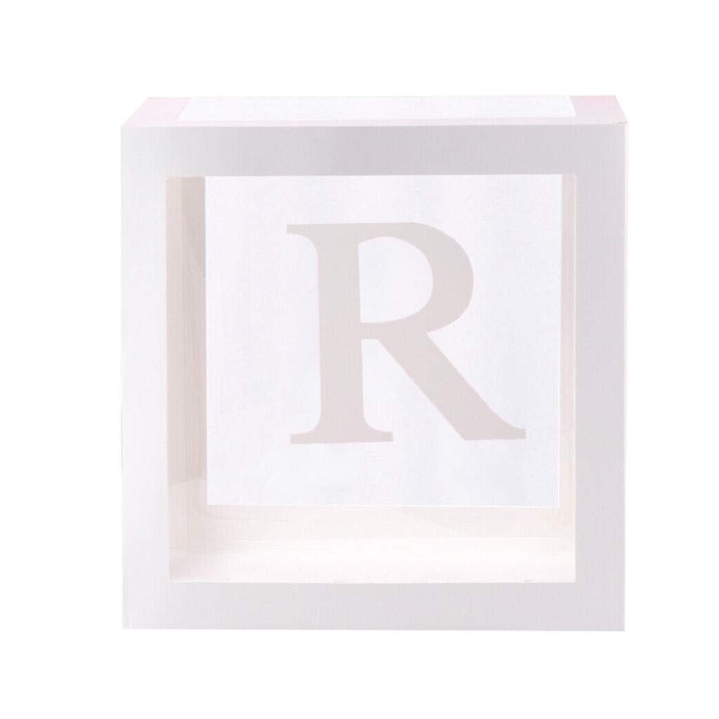 QQtangYA Transparent Birthday Party Decoration Boxes - Baby Shower Gift, Letter Kid A Storage Containers for Home Organization & Photo Keepsakes | Perfect for Parties, Baby Showers & Home Decor (R, One Size)
