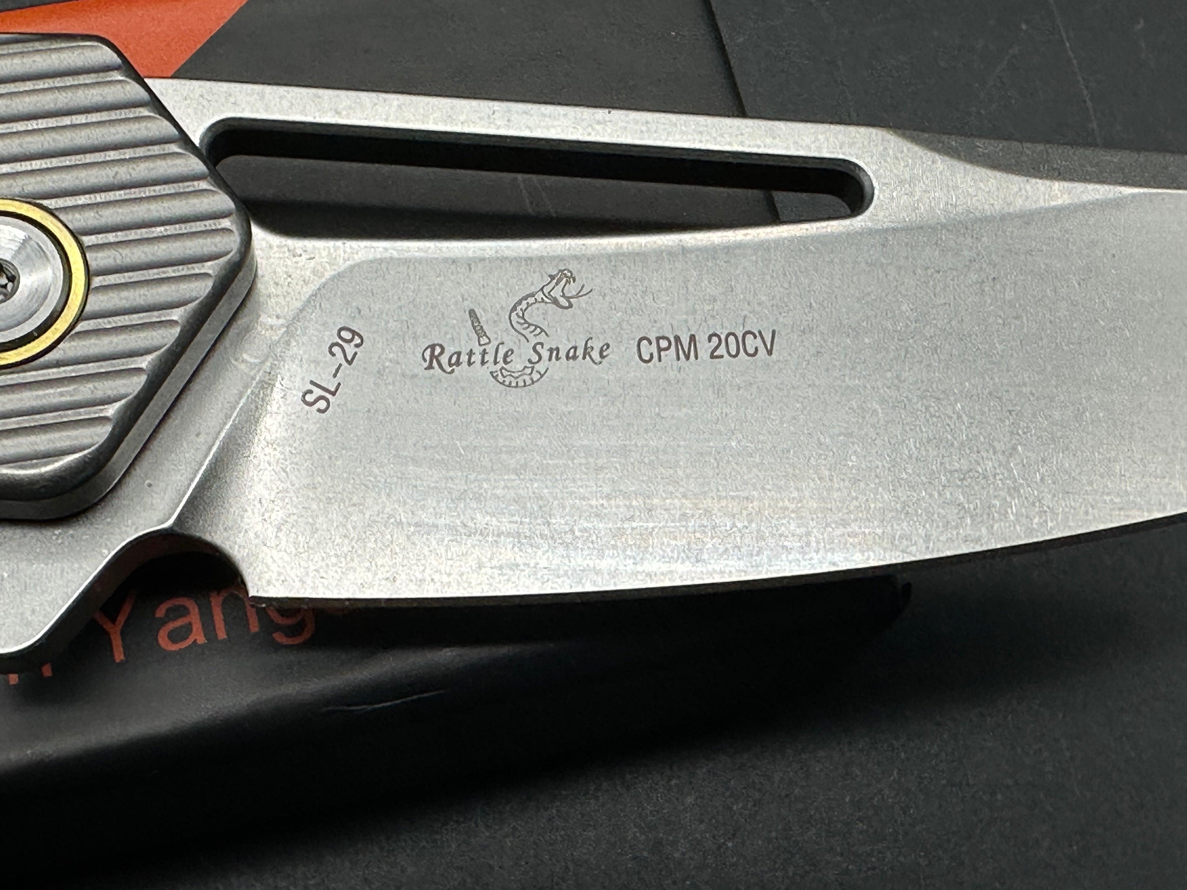 SIXLEAF SL 29B Rattlesnake Design Titanium Pocket Knife - CPM 20CV Blade Steel, Milled Titanium Handle - Perfect for Camping, Hiking & Everyday Carry (EDC)