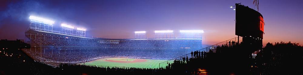 Peel & Stick Baseball Stadium Wall Mural - Wrigley Field Stadium Lights Decal (72