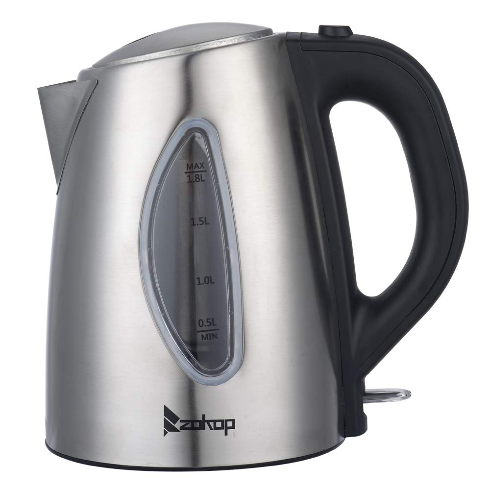 ZOKOP HD-1802S 1.8L Stainless Steel Electric Kettle - 1500W Fast Boiling, 110V US Standard, Water Level Window - Perfect for Home, Office & Tea/Coffee Brewing