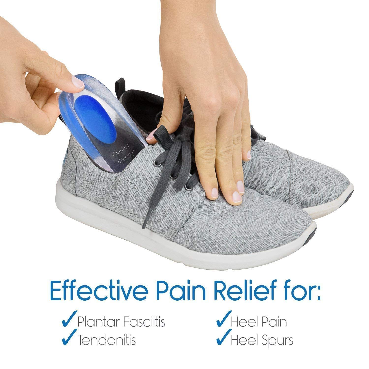TRK IMPEX Unisex Silicone Gel Heel Pad Protector - Shock Absorbing Foot Cushion for Heel Pain Relief & Swelling - Clinically Proven Orthotic Insoles for Men & Women (1 Pair) - Ideal for Running, Walking, and Daily Comfort