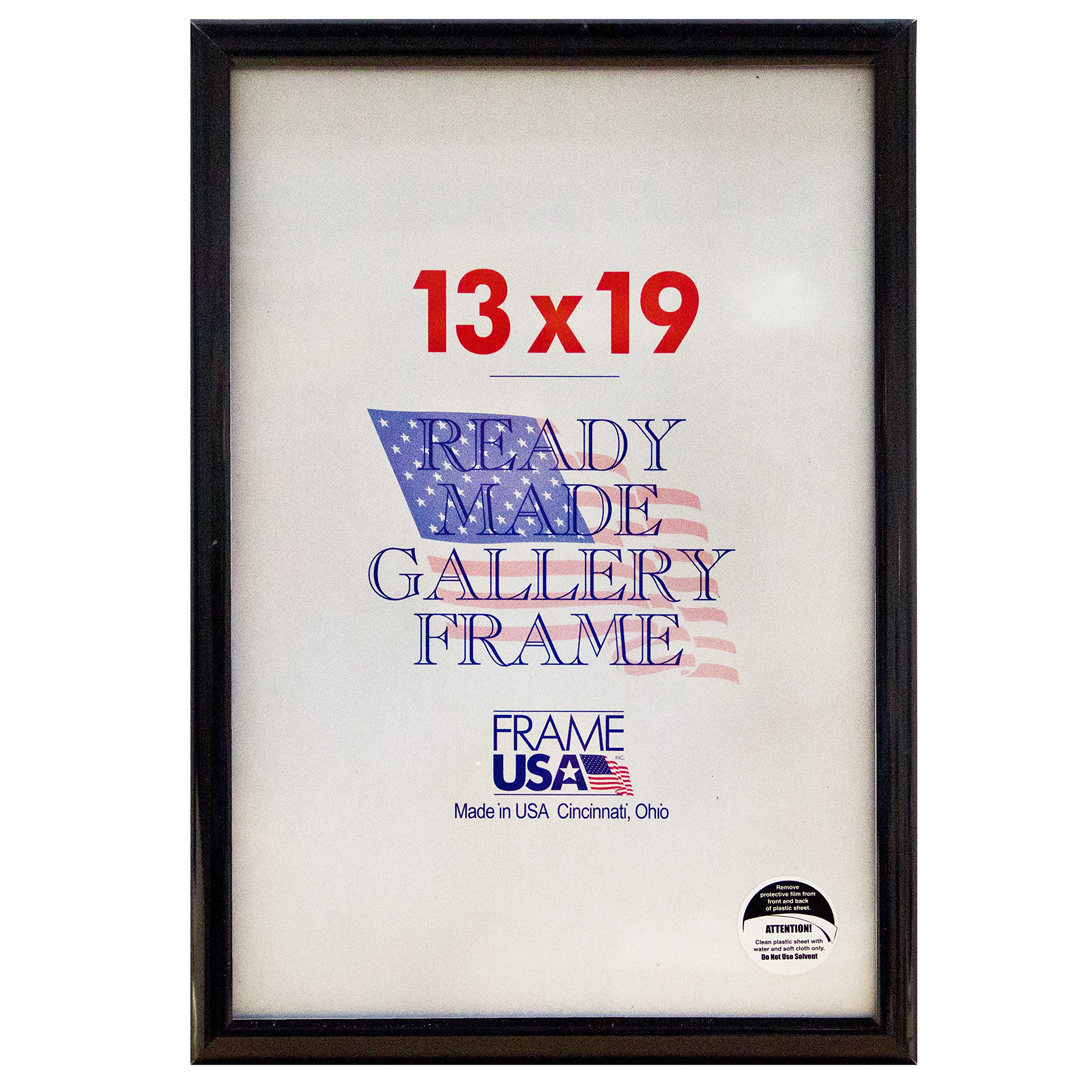 Frame USA 13x19 Deluxe Polystyrene Plastic Poster Frame - Black - Made in USA - Perfect for Home Decor, Office Displays & Artwork Protection