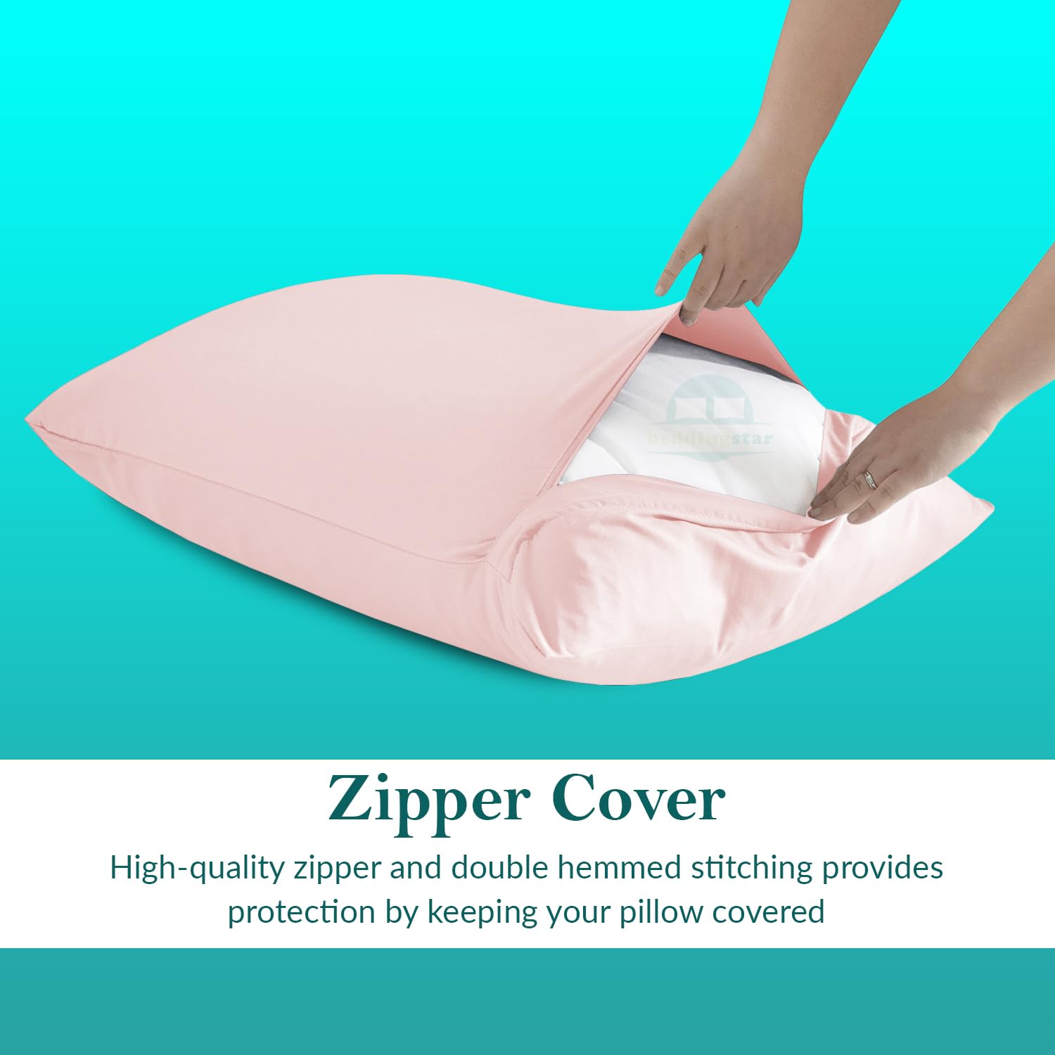 12x16 Travel Pillow Case Set of 2 - 100% Egyptian Cotton 600 Thread Count with Zipper Closure - Soft Toddler Pillow Cover for Airplane, Car & Home Use - Blush Pink Solid