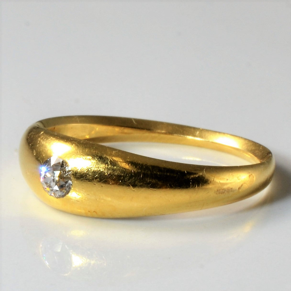 Antique London 1905 Hallmarked Solitaire Diamond Gold Ring - 0.14ct GIA Certified, Size 7.75 - Vintage Engagement Ring, Wedding Band, Anniversary Gift for Her