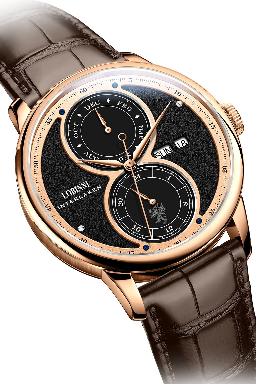 LOBINNI Men's Automatic Mechanical Watch - Stainless Steel Dress Watch with Week Calendar - Luxury Top Brand Timepiece for Business, Formal Events & Gifting