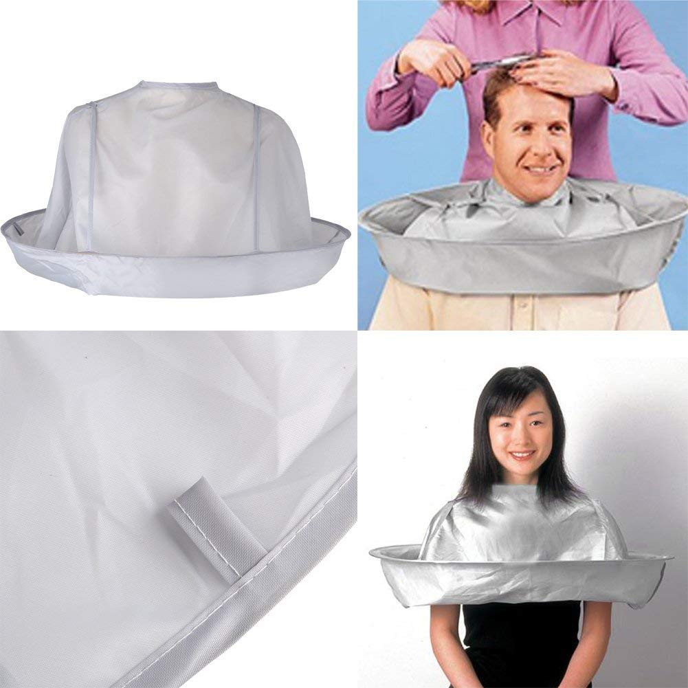 Niyanta Professional Waterproof Hair Cutting Cape Apron - Gray Barber Cloak for Salon & Home Haircuts, Stylist Hairdressing Accessory with Hair Catcher Design | Perfect for Salon Shops, Barber Services & DIY Haircuts at Home