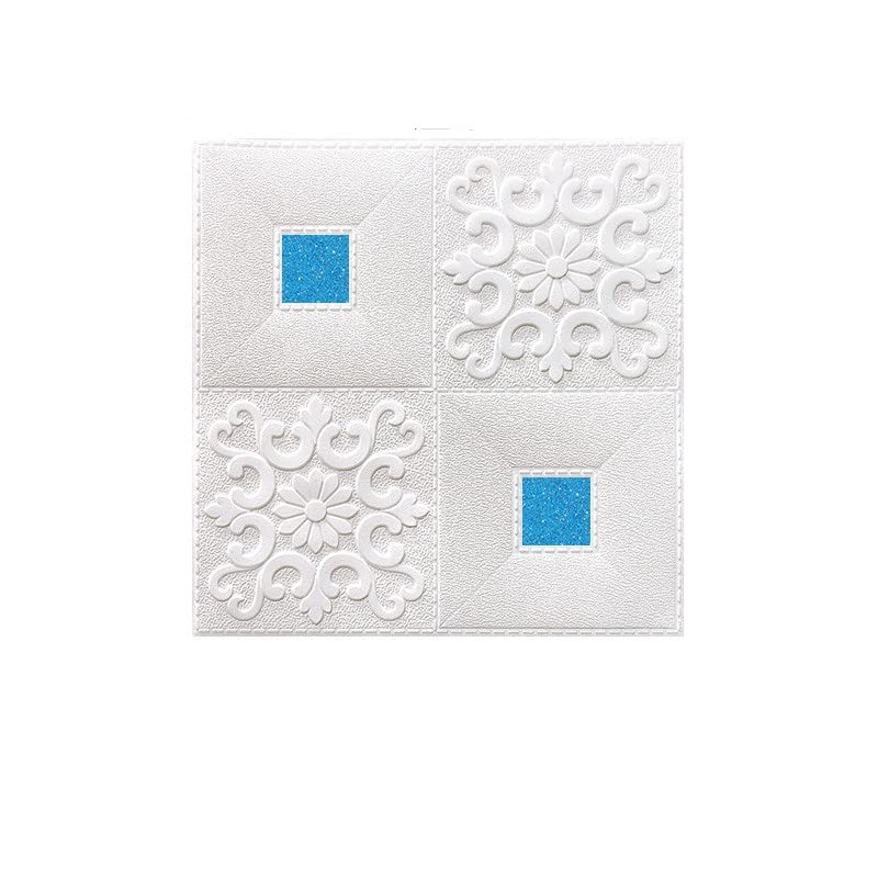3D Self-Adhesive Foam Wall Panels - 5PCS 35x35cm Waterproof Wall Stickers for Interior Decor, Ceiling & Kitchen Backdrop (Blue) | Easy DIY Home & Office Decoration
