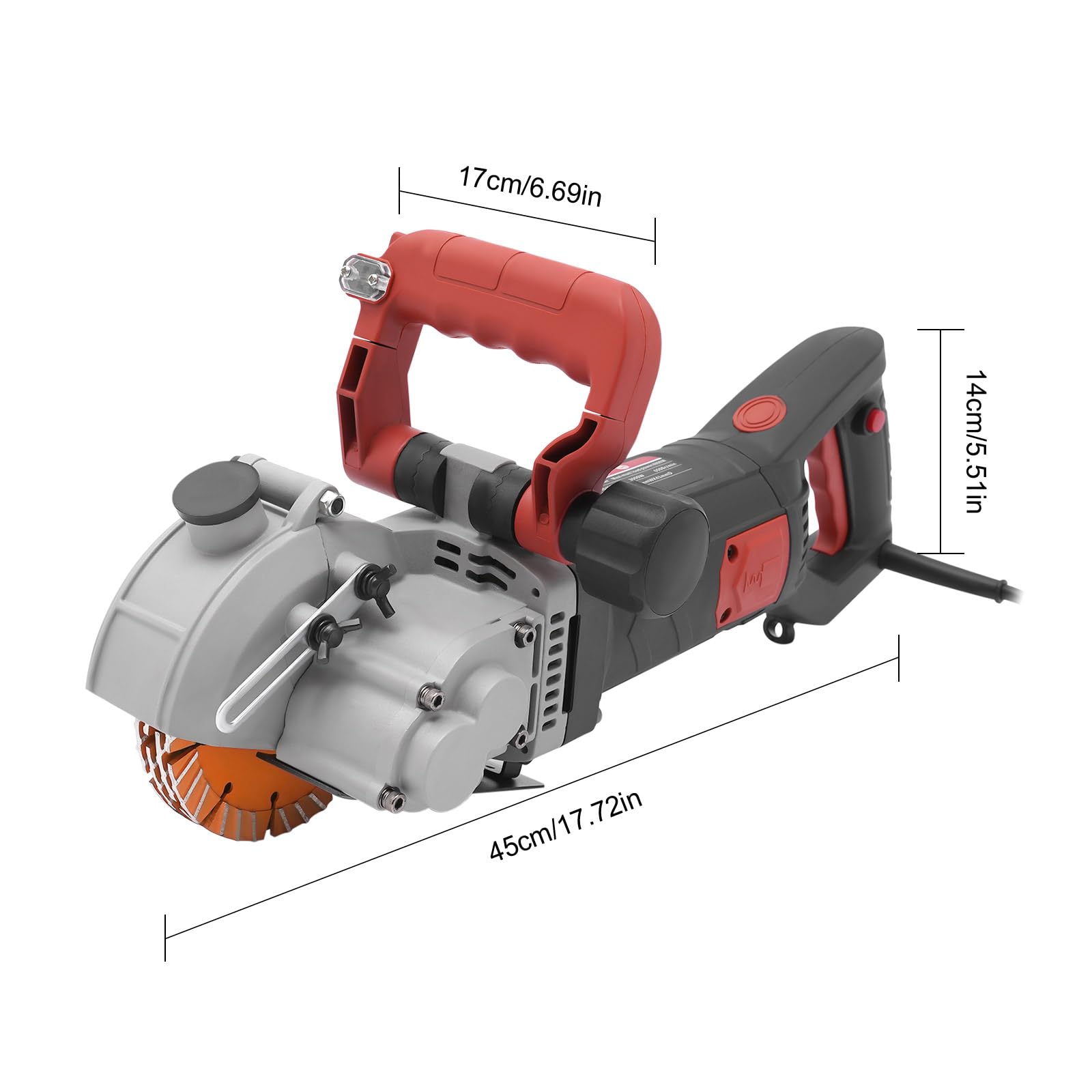 4800W Electric Wall Chaser Concrete Cutter - 5 Blades Handheld Groove Cutting Machine with 1.65