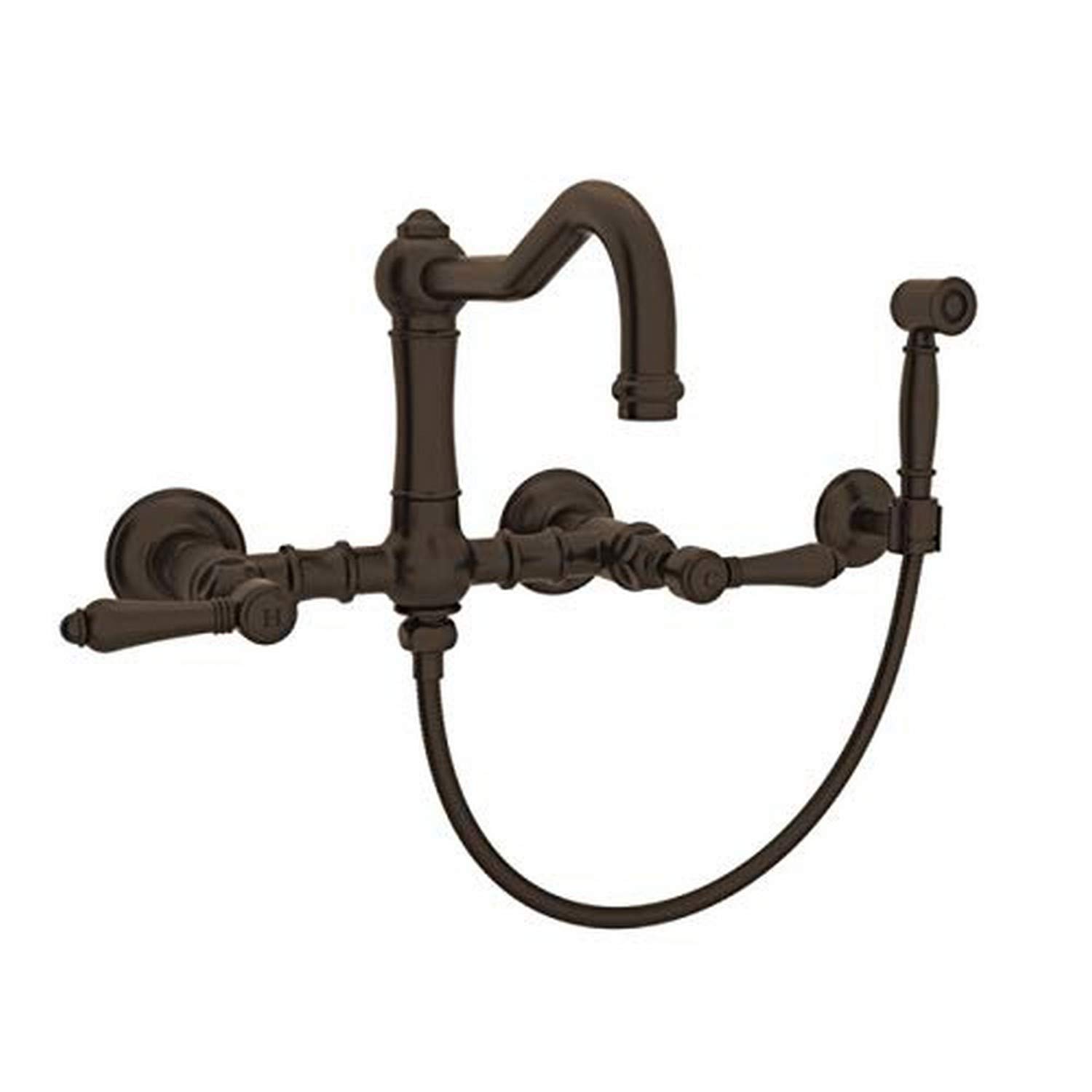 ROHL A1456LMWSTCB-2 Tuscan Brass Kitchen Faucet - High Arc Pull-Down Sprayer, Single Handle, Commercial Grade for Modern Farmhouse & Rustic Kitchen Designs