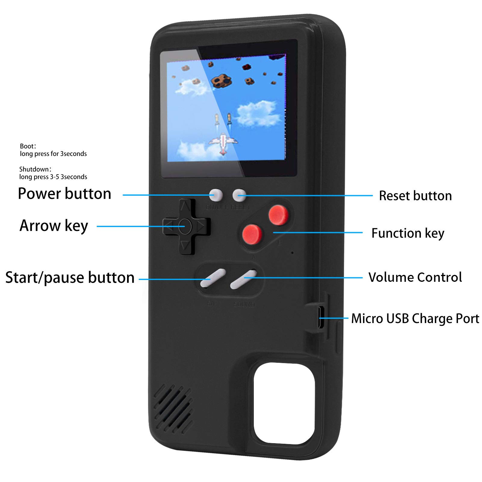 Retro Game Case for iPhone 12/12 Pro - 36 Built-in Classic Games with Color Display & Built-in Power Supply - Durable Protective Cover for Gaming on the Go - Perfect for Travel, Commuting & Entertainment