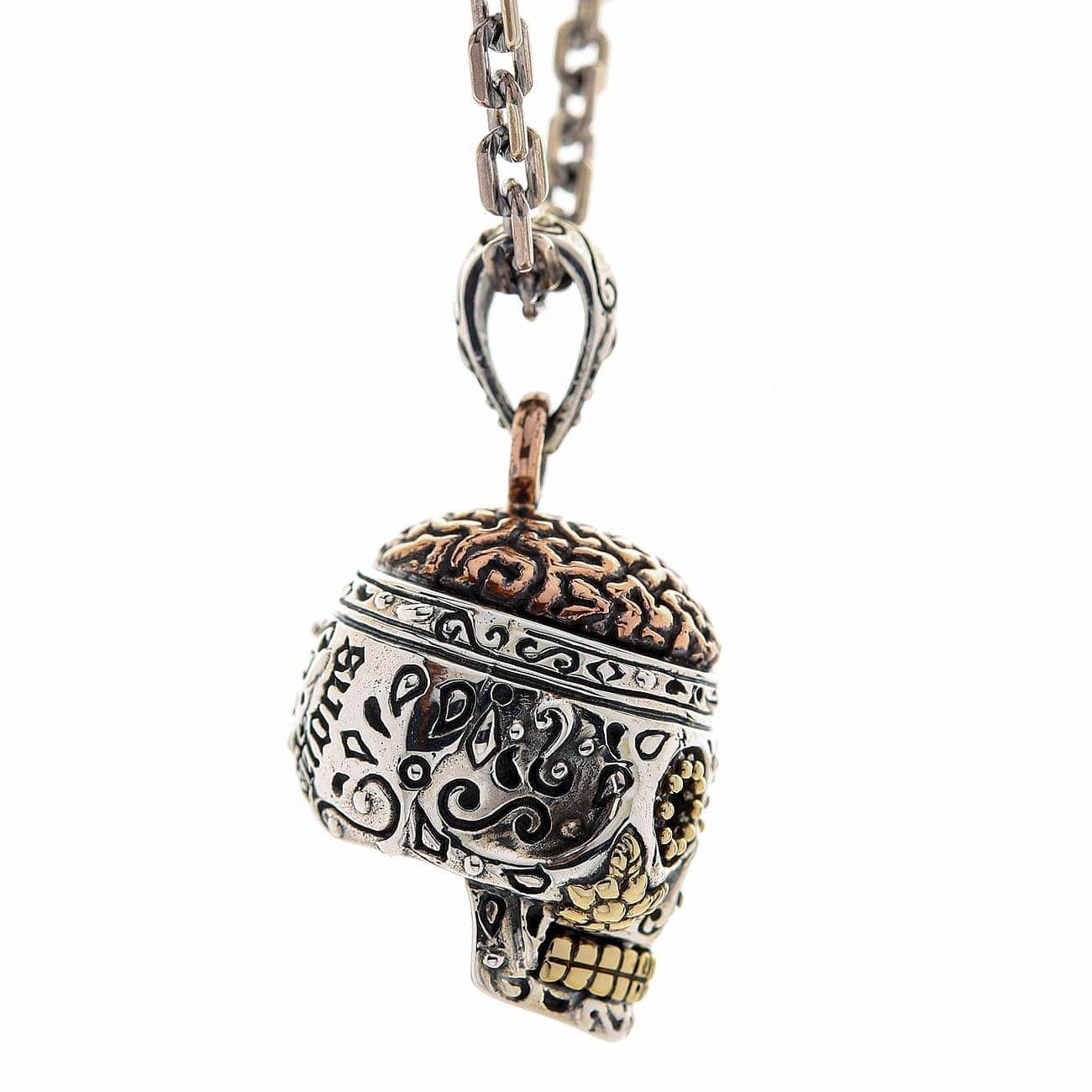 Steampunk Sugar Skull Pendant in Sterling Silver - Gothic Jewelry for Men & Women - Perfect for Halloween, Day of the Dead & Alternative Fashion