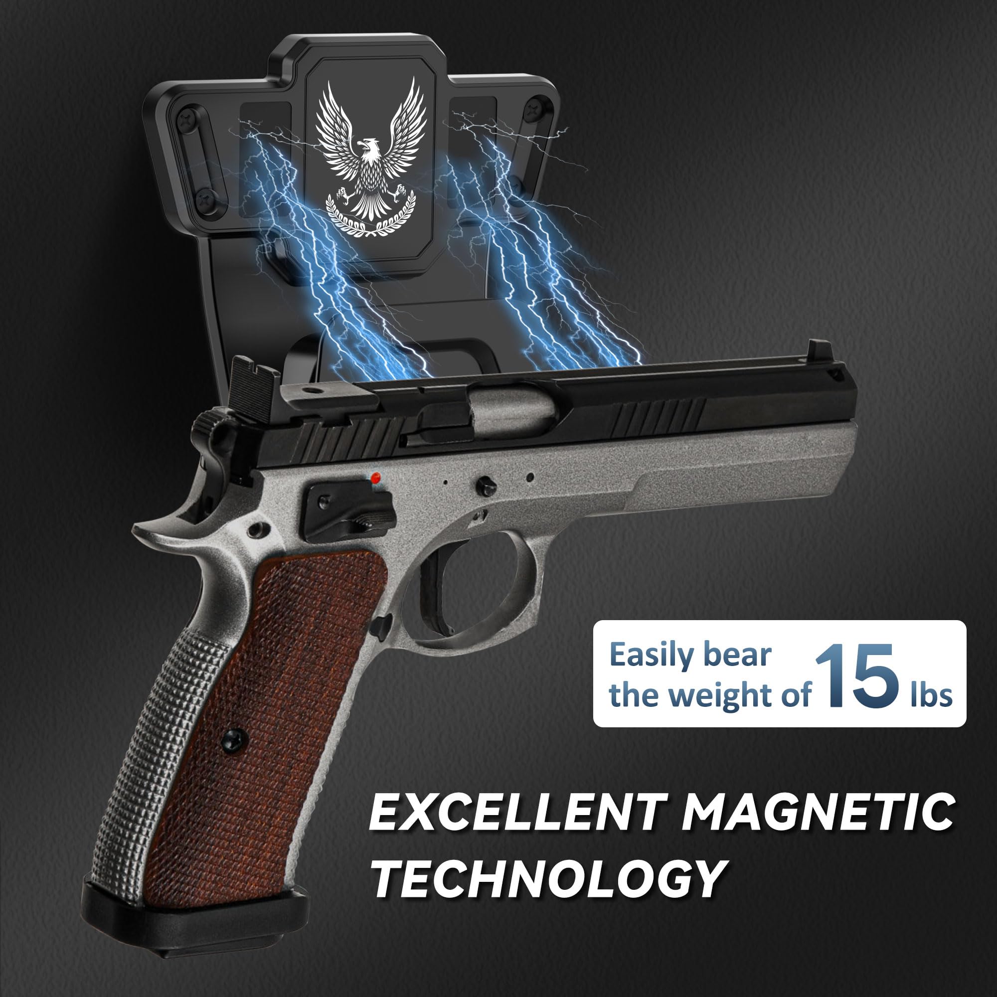 Best Magnetic Car Gun Mount - Secure Vehicle Pistol Holder with Safety Trigger Guard | Easy Conceal for Car, Truck & Home Use | Wall & Door Mounting Options