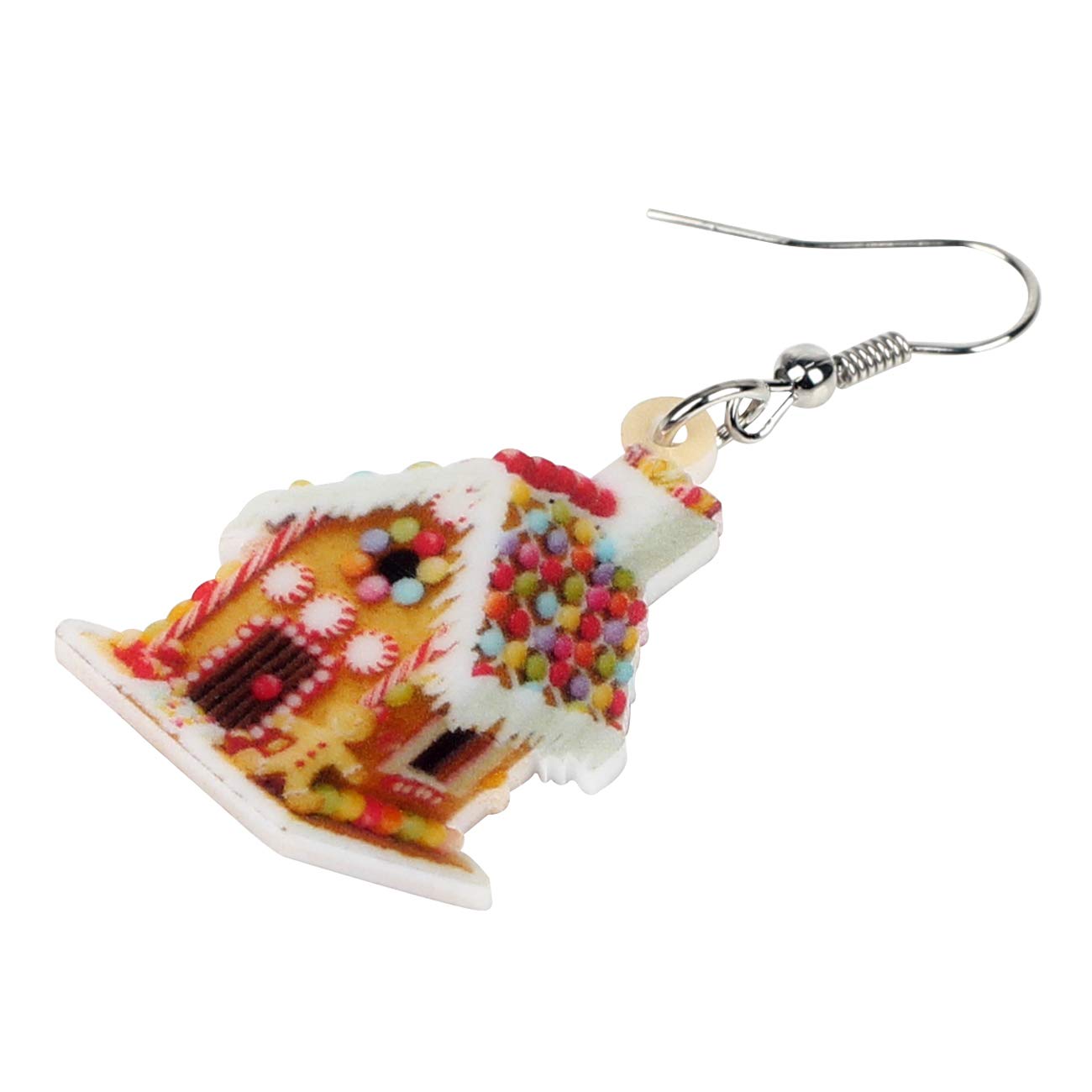 Acrylic Christmas Gingerbread House Dangle Earrings - Cute Anime Candy House Jewelry - Perfect Holiday Gift for Women - Great for Christmas Parties & Festive Outfits